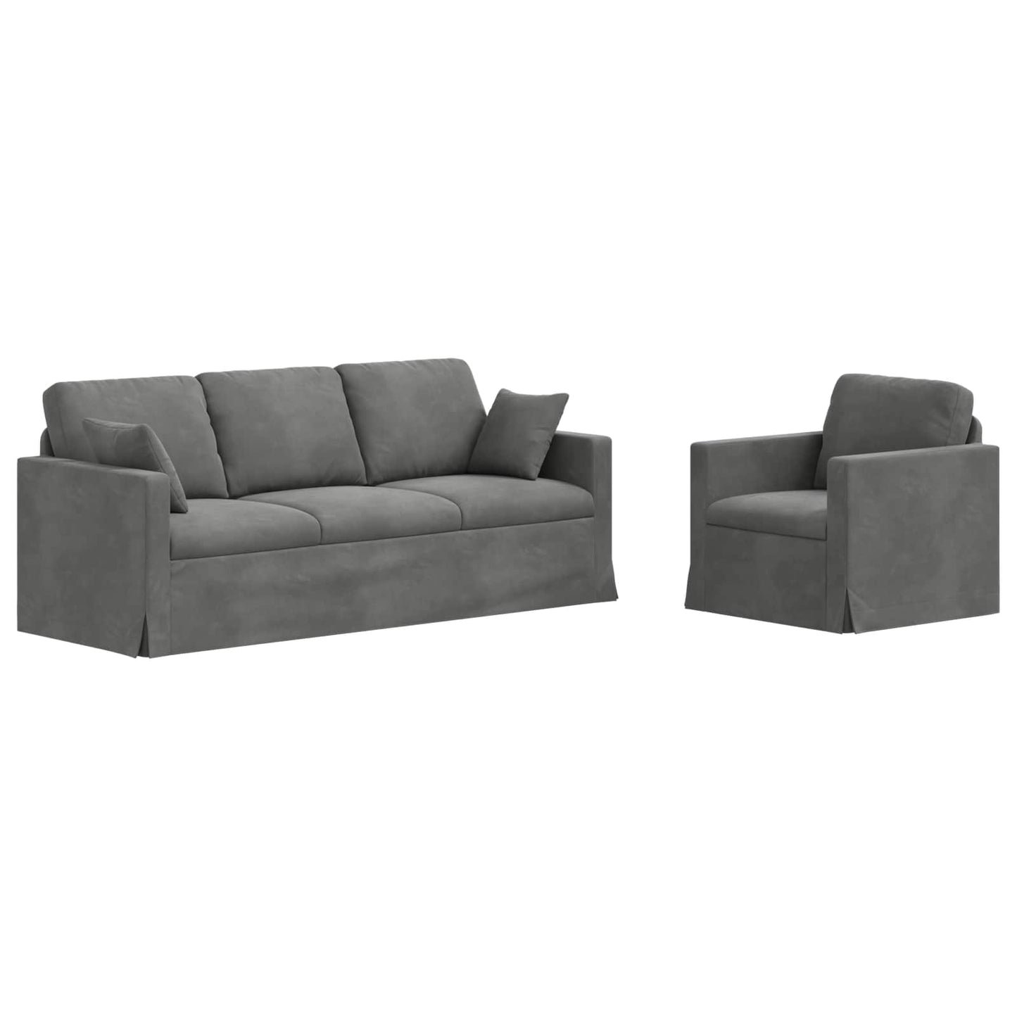 Sofa Set 2 pcs Dunkelgrau 198 x 78 x 80 cm Samt