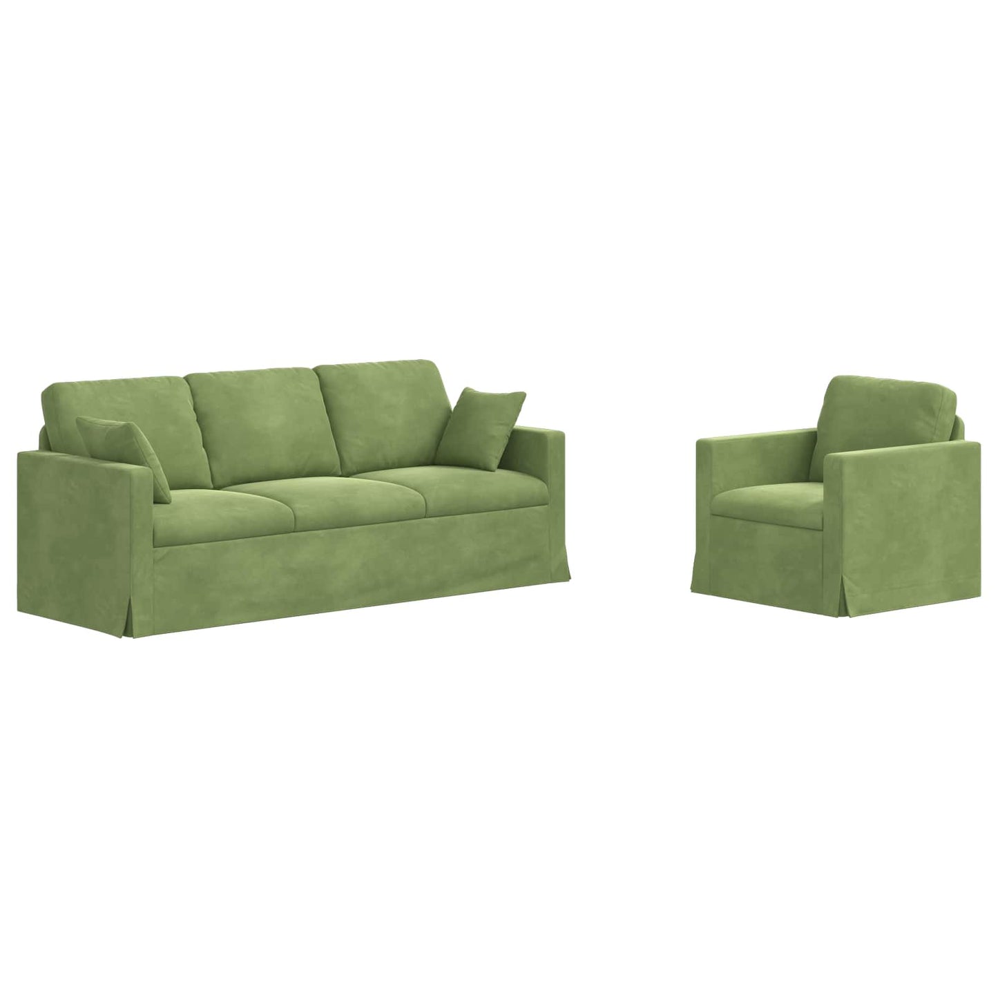 Sofa Set 2 pcs Hellgrün 198 x 78 x 80 cm Samt