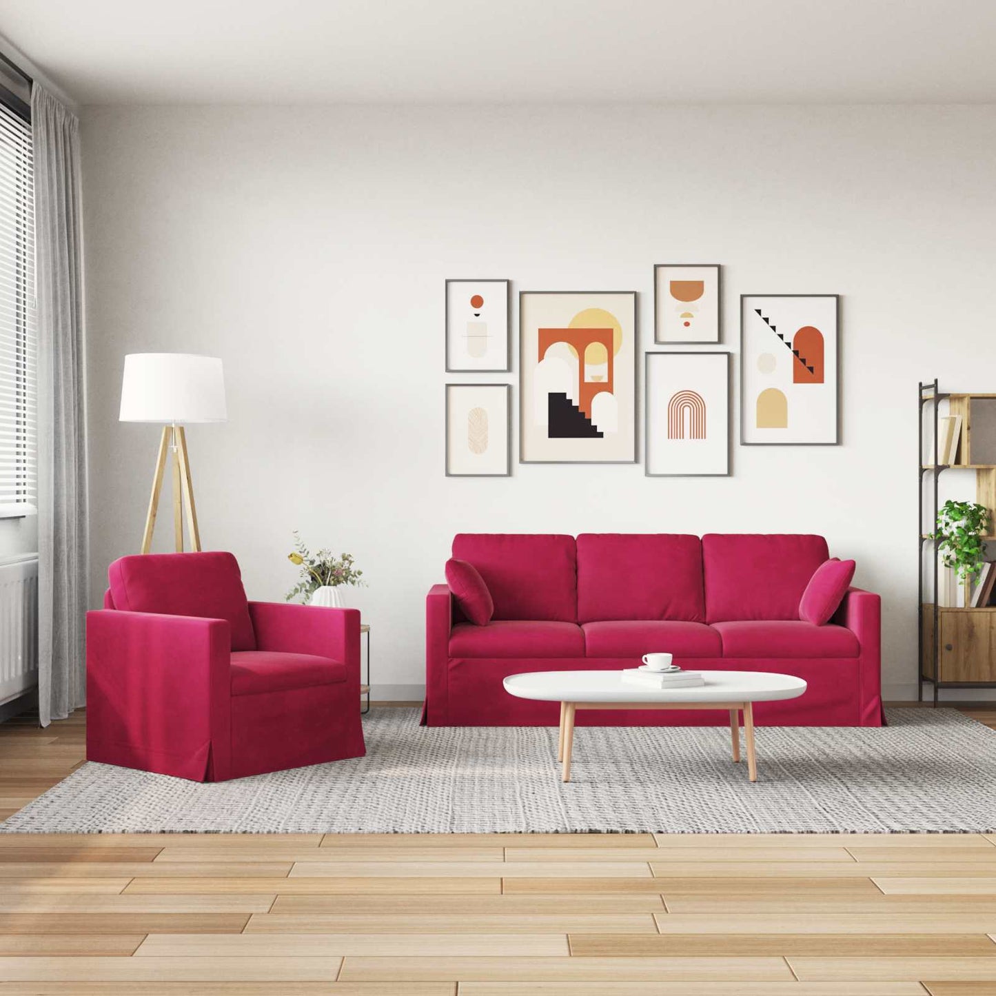 Sofa Set 2 pcs Weinrot 198 x 78 x 80 cm Samt