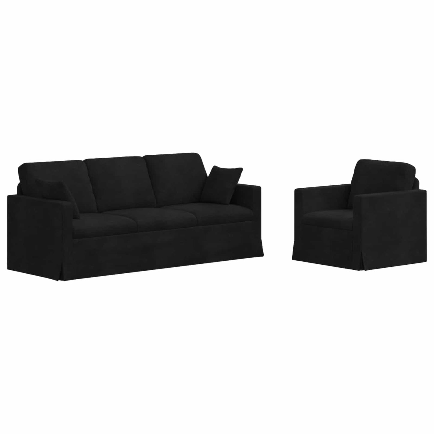 Sofa Set 2 pcs Schwarz 198 x 78 x 80 cm Samt