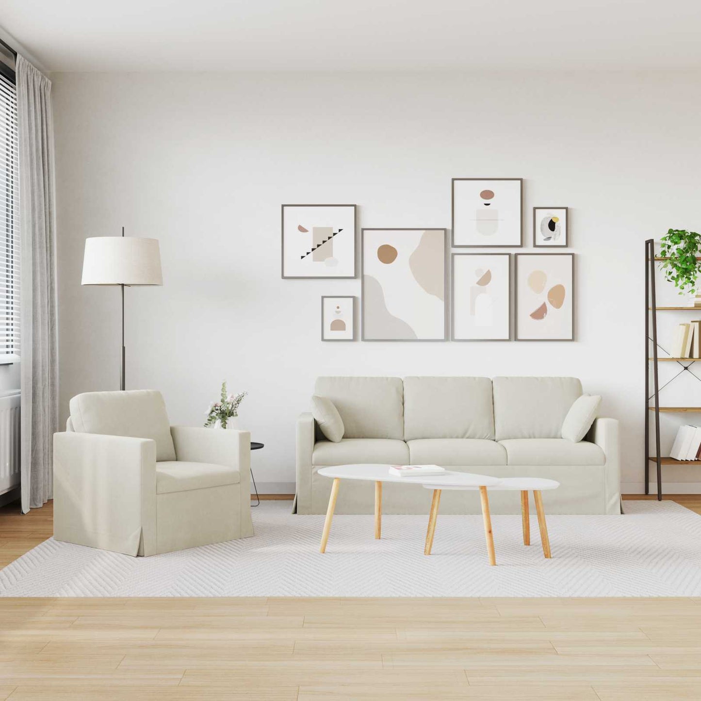 Sofa Set 2 pcs Creme 198 x 78 x 80 cm Samt