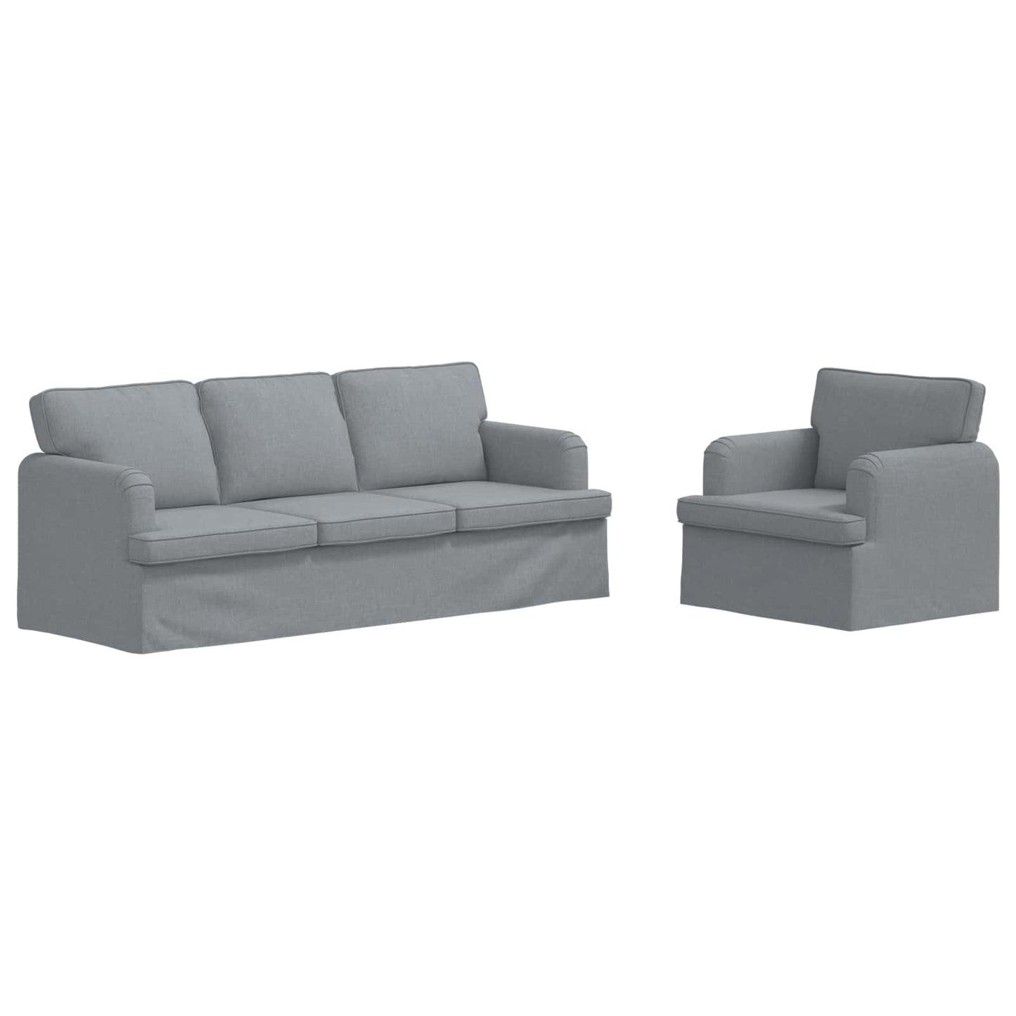 Sofa Set 2 pcs Hellgrau 201 x 80 x 85 cm Stoff