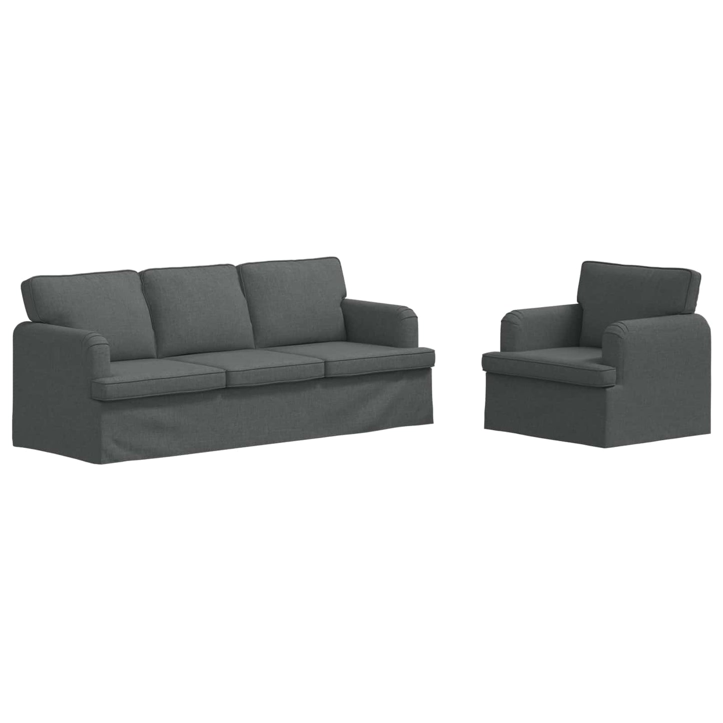 Sofa Set 2 pcs Dunkelgrau 201 x 80 x 85 cm Stoff
