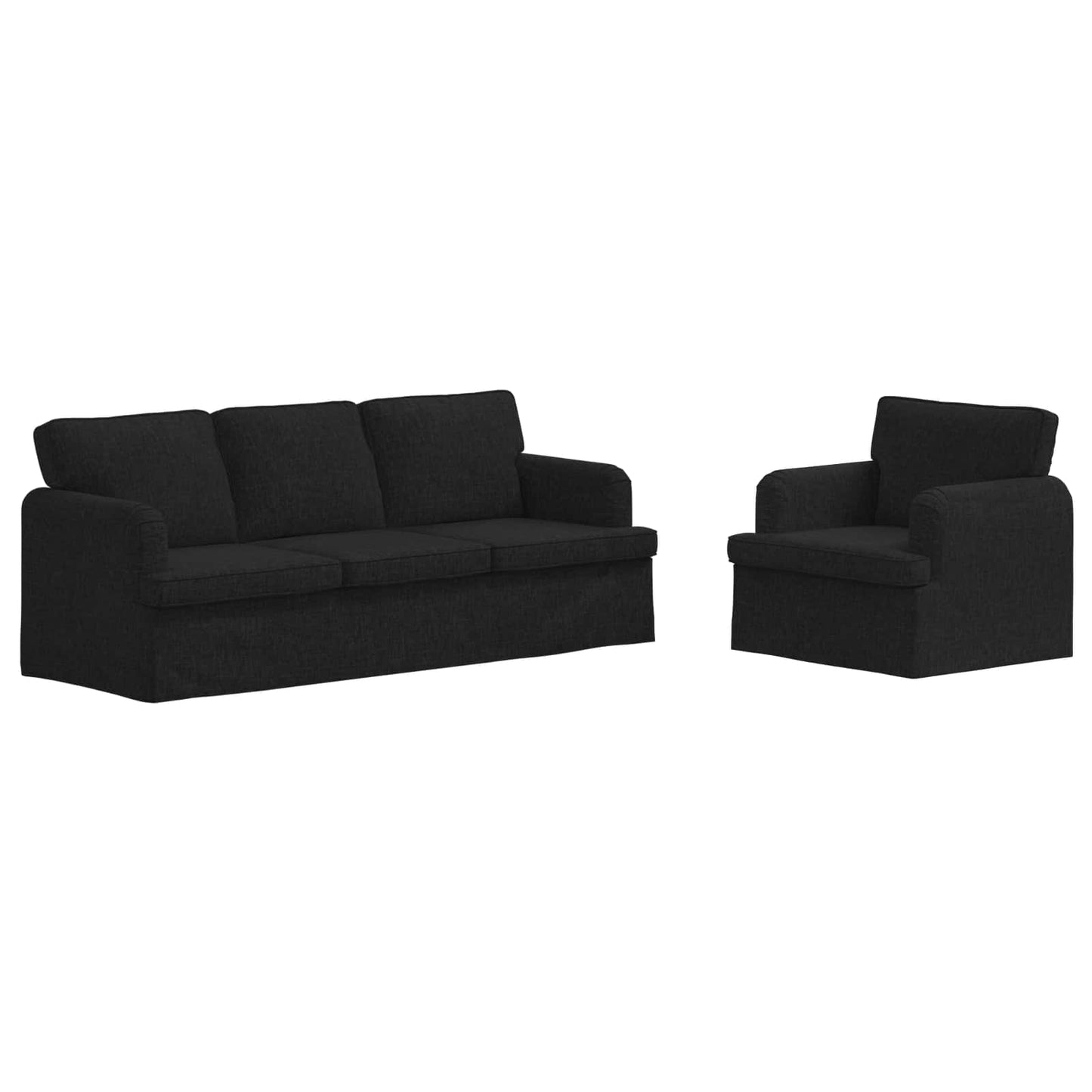 Sofa Set 2 pcs Schwarz 201 x 80 x 85 cm Stoff