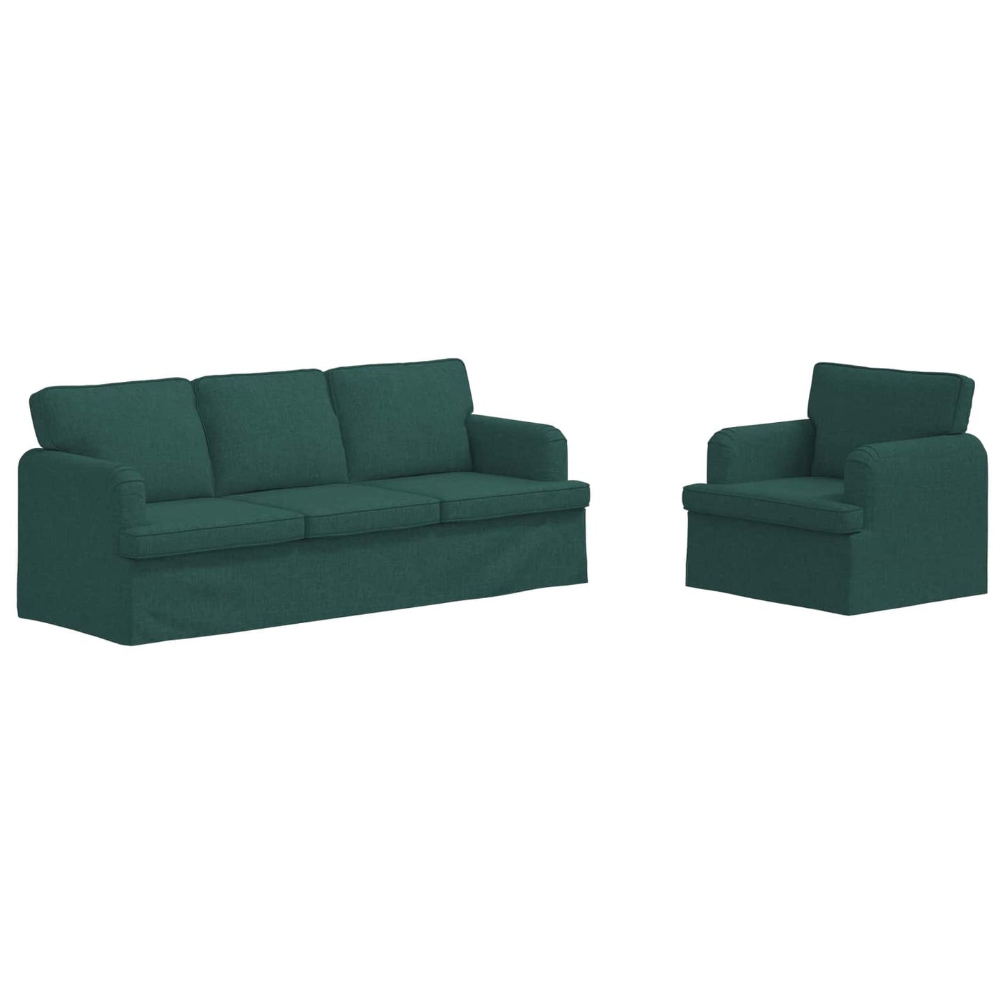 Sofa Set 2 pcs Dunkelgrün 201 x 80 x 85 cm Stoff