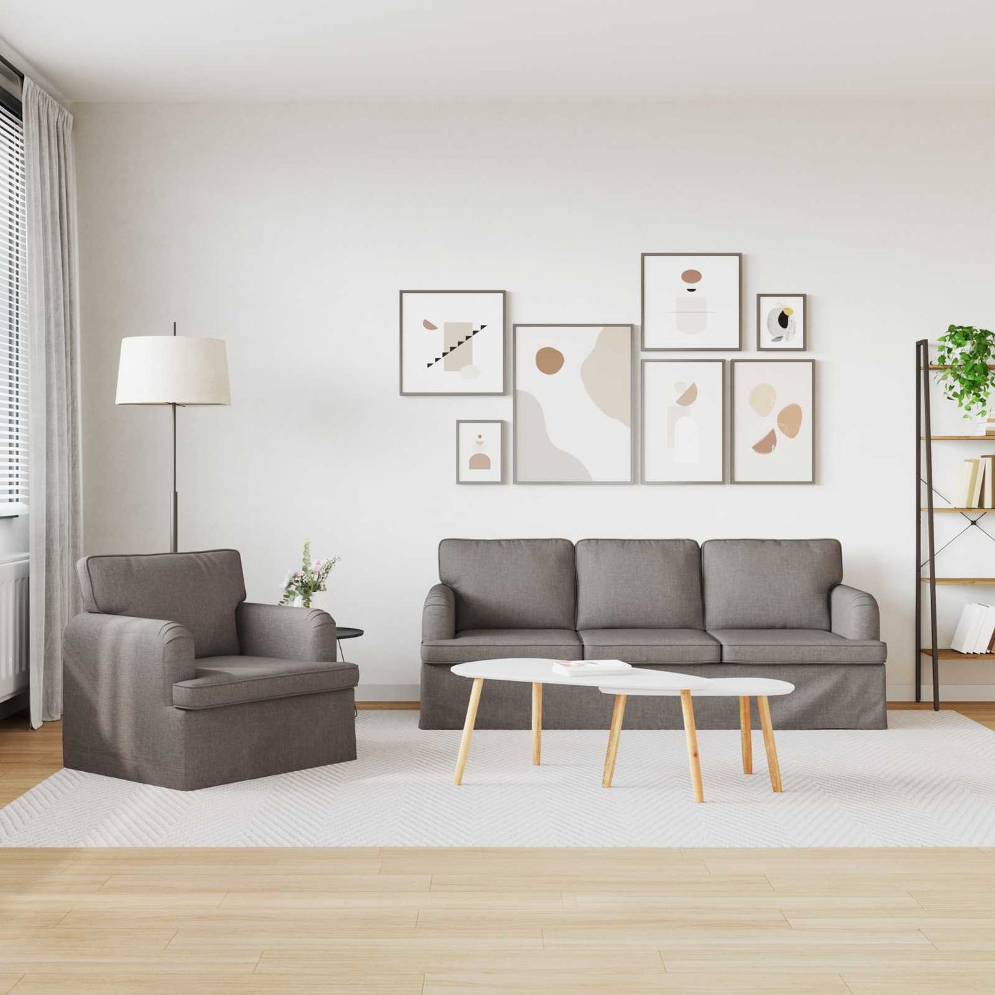Sofa Set 2 pcs Taupe 201 x 80 x 85 cm Stoff