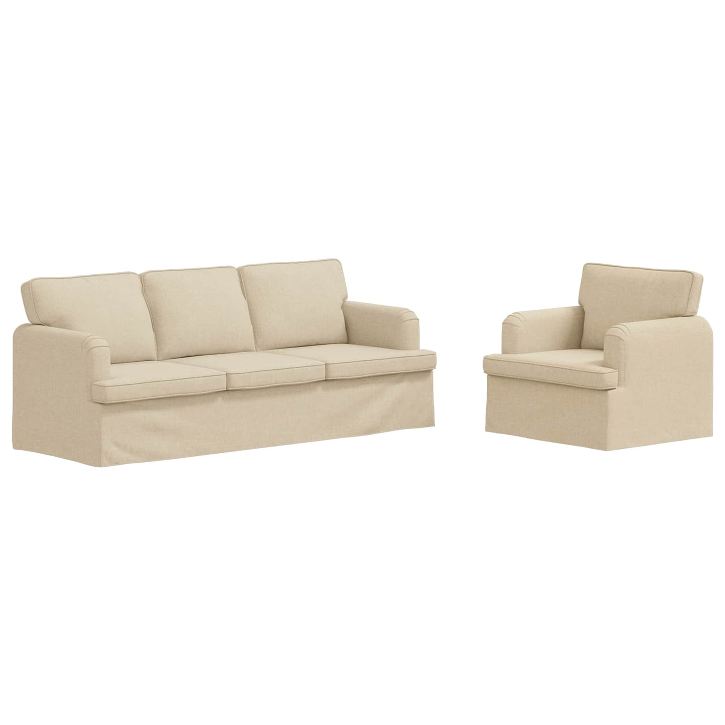 Sofa Set 2 pcs Creme 201 x 80 x 85 cm Stoff