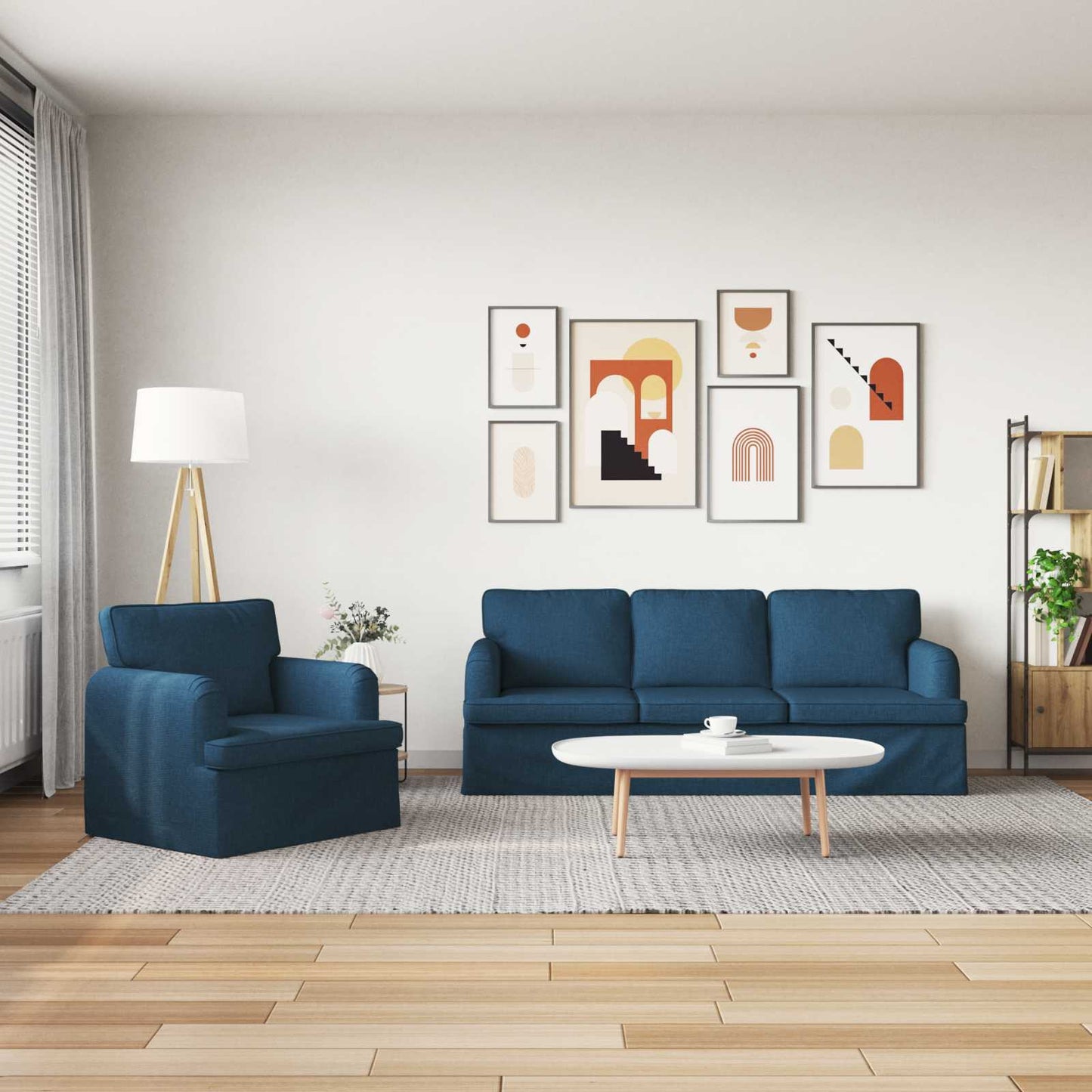Sofa Set 2 pcs Blau 201 x 80 x 85 cm Stoff