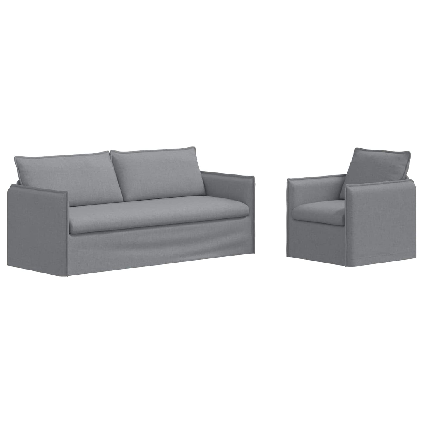 Sofa Set 2 pcs Hellgrau 196 x 82 x 85 cm Stoff