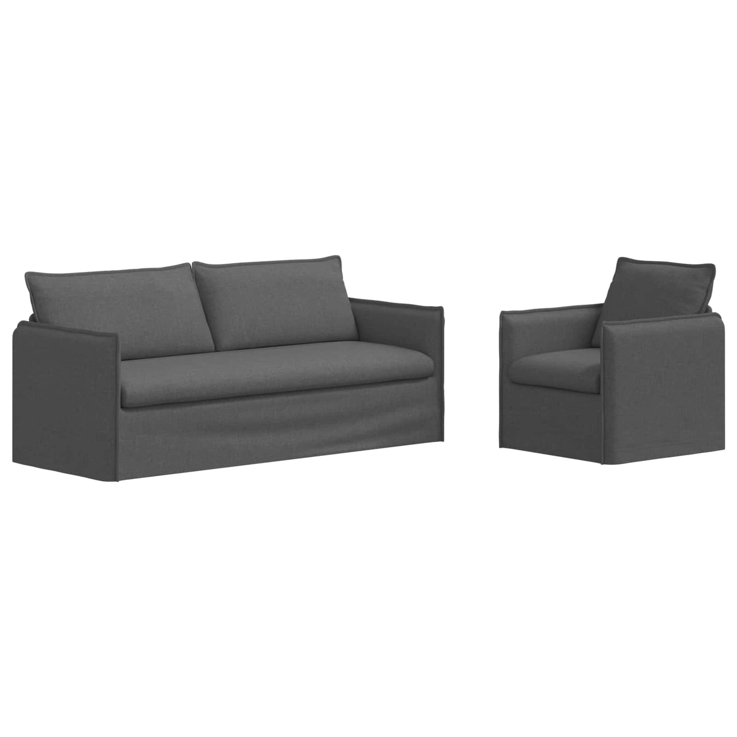 Sofa Set 2 pcs Dunkelgrau 196 x 82 x 85 cm Stoff