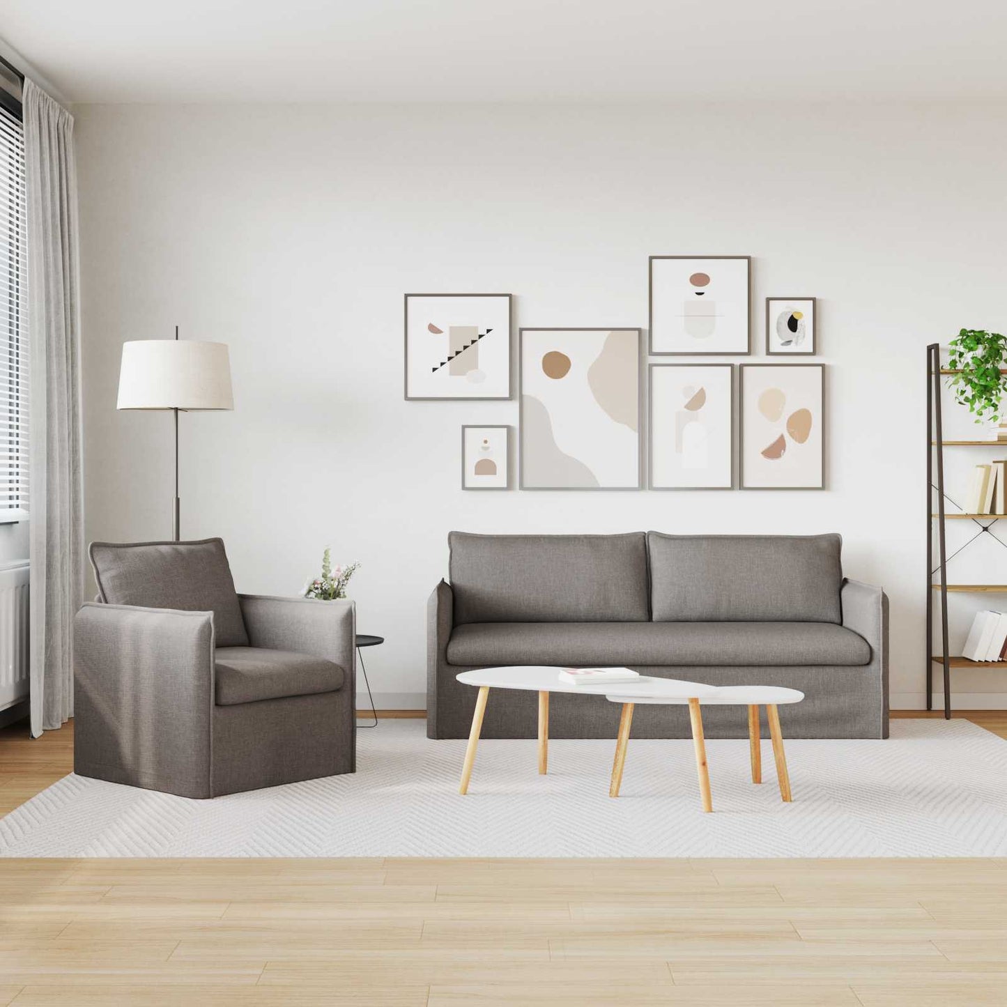 Sofa Set 2 pcs Taupe 196 x 82 x 85 cm Stoff