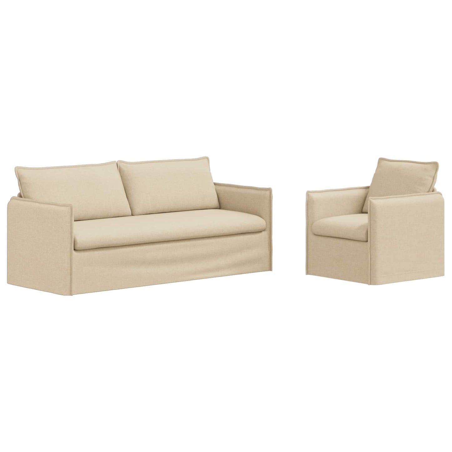Sofa Set 2 pcs Creme 196 x 82 x 85 cm Stoff