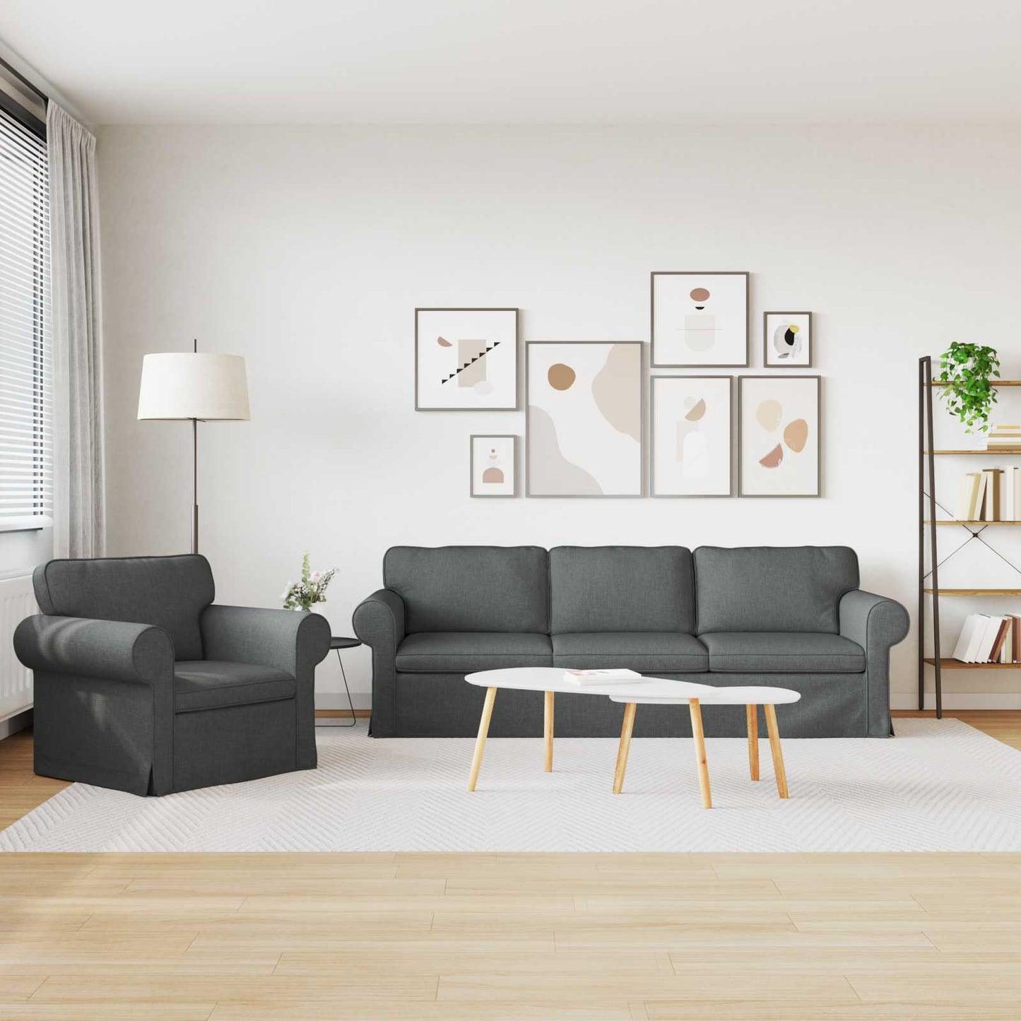 Sofa Set 2 pcs Dunkelgrau 245 x 82 x 80 cm Stoff