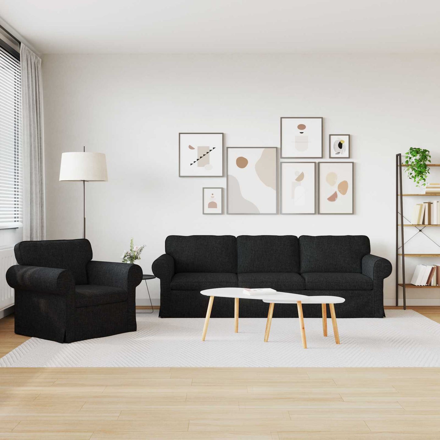 Sofa Set 2 pcs Schwarz 245 x 82 x 80 cm Stoff