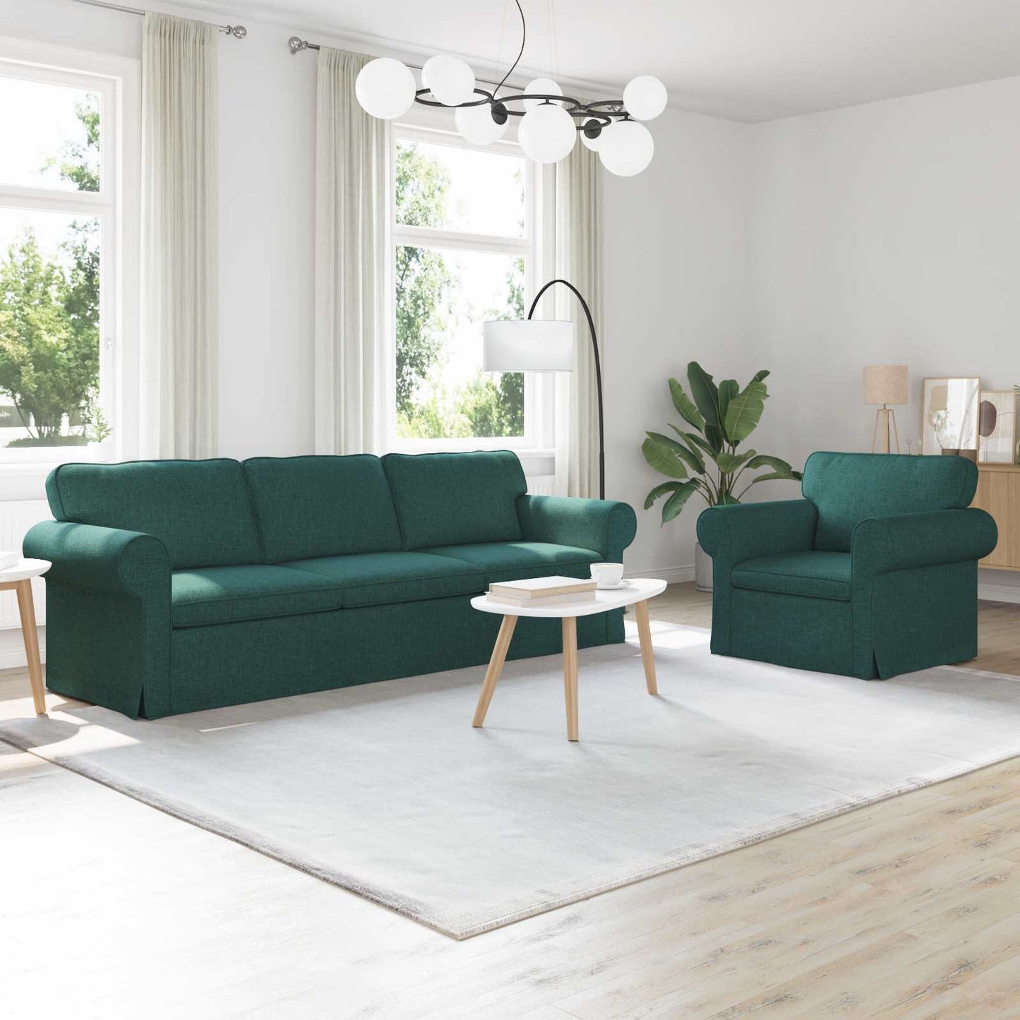 Sofa Set 2 pcs Dunkelgrün 245 x 82 x 80 cm Stoff