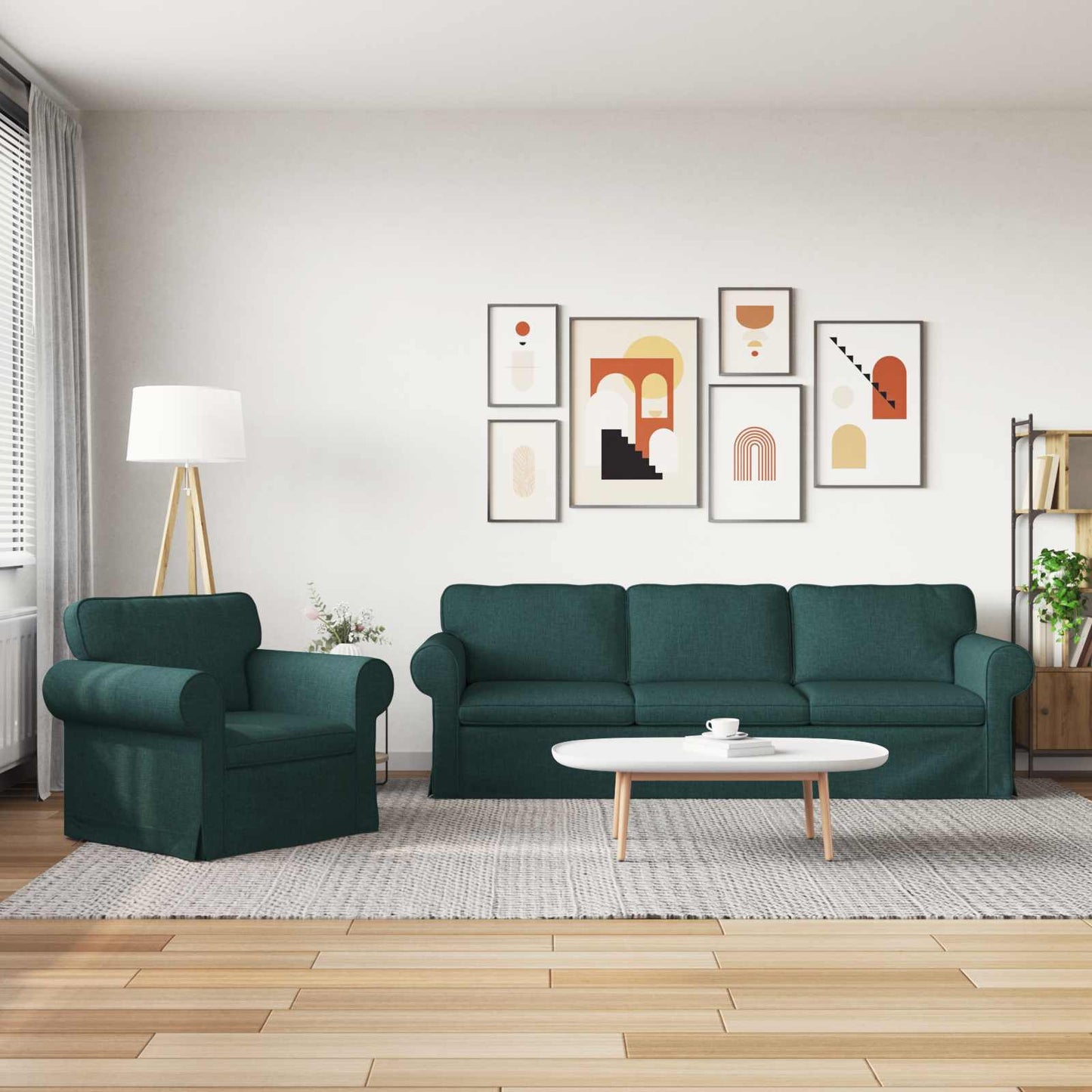 Sofa Set 2 pcs Dunkelgrün 245 x 82 x 80 cm Stoff