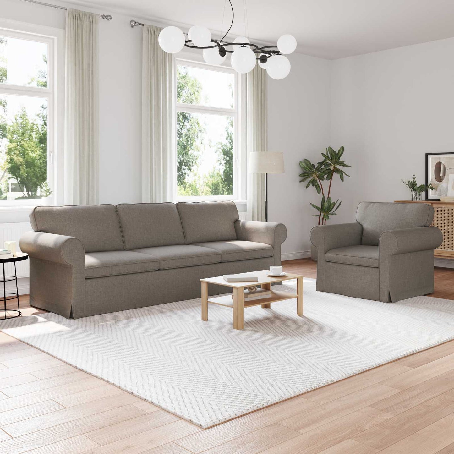 Sofa Set 2 pcs Taupe 245 x 82 x 80 cm Stoff