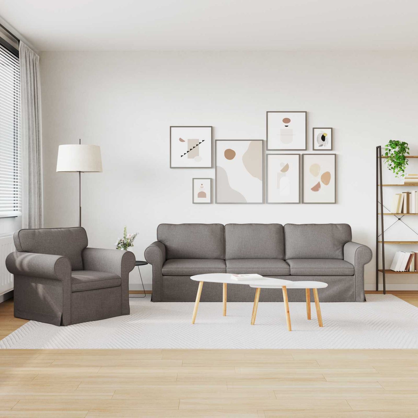 Sofa Set 2 pcs Taupe 245 x 82 x 80 cm Stoff