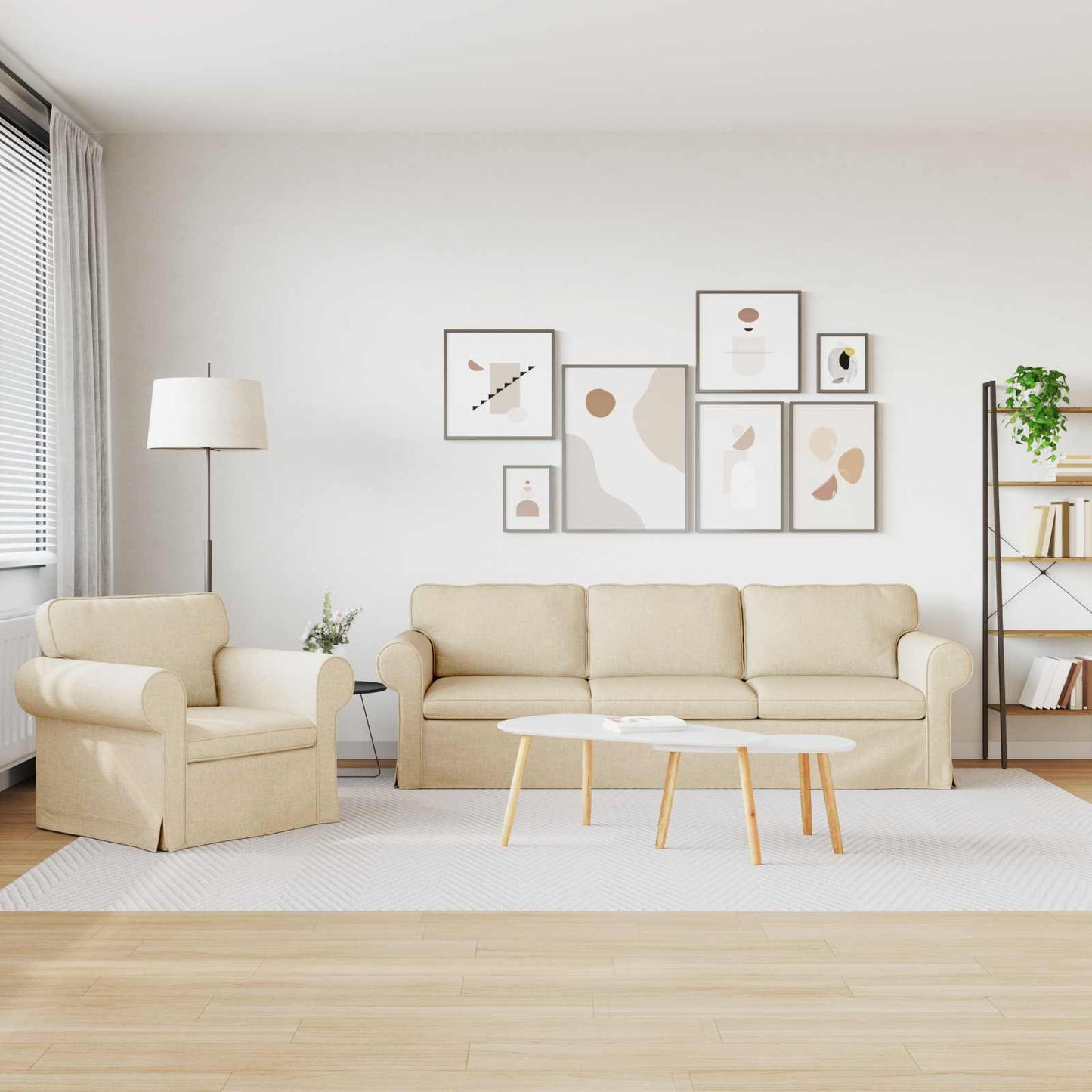 Sofa Set 2 pcs Creme 245 x 82 x 80 cm Stoff