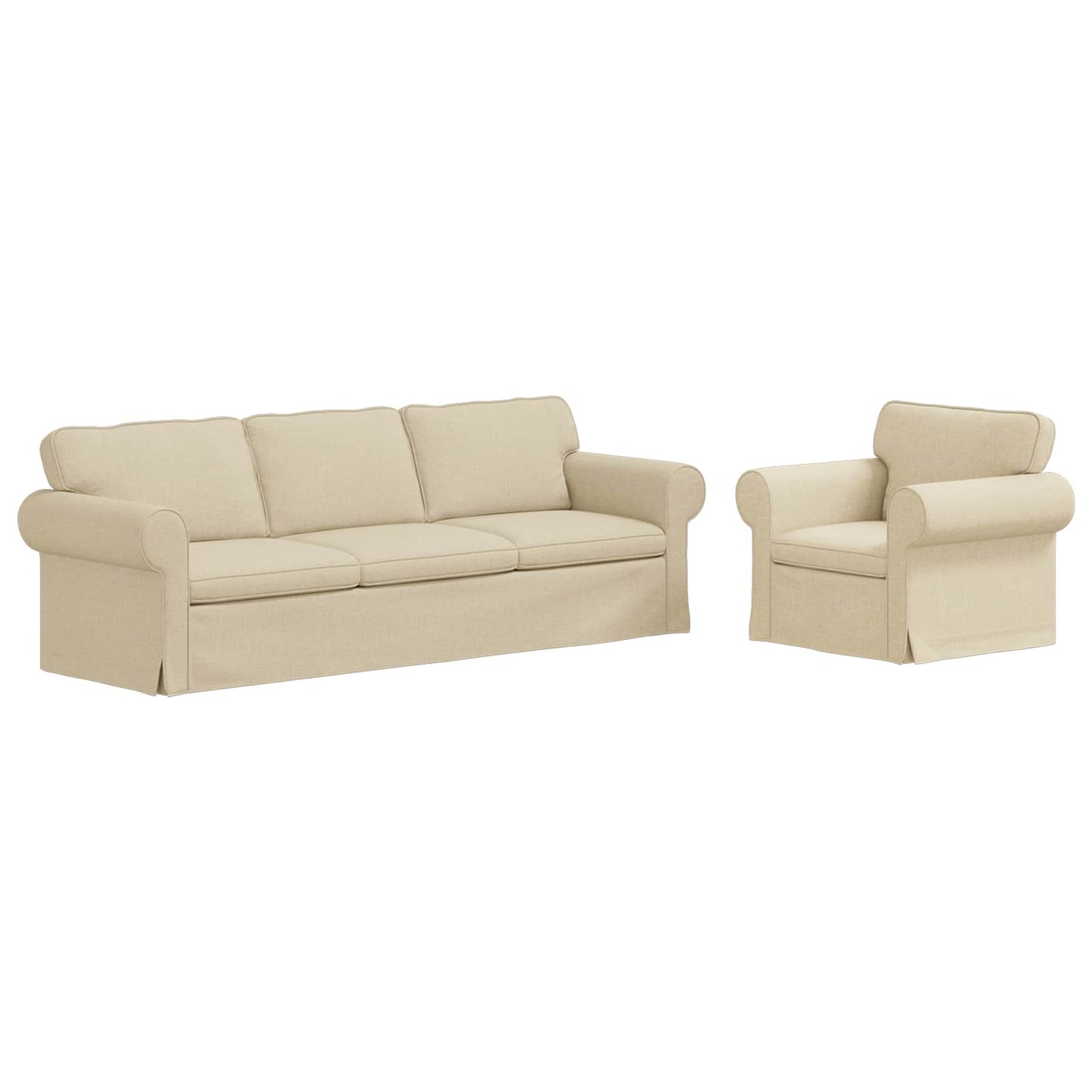 Sofa Set 2 pcs Creme 245 x 82 x 80 cm Stoff