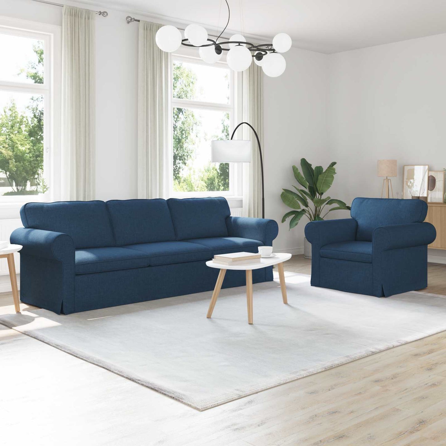 Sofa Set 2 pcs Blau 245 x 82 x 80 cm Stoff