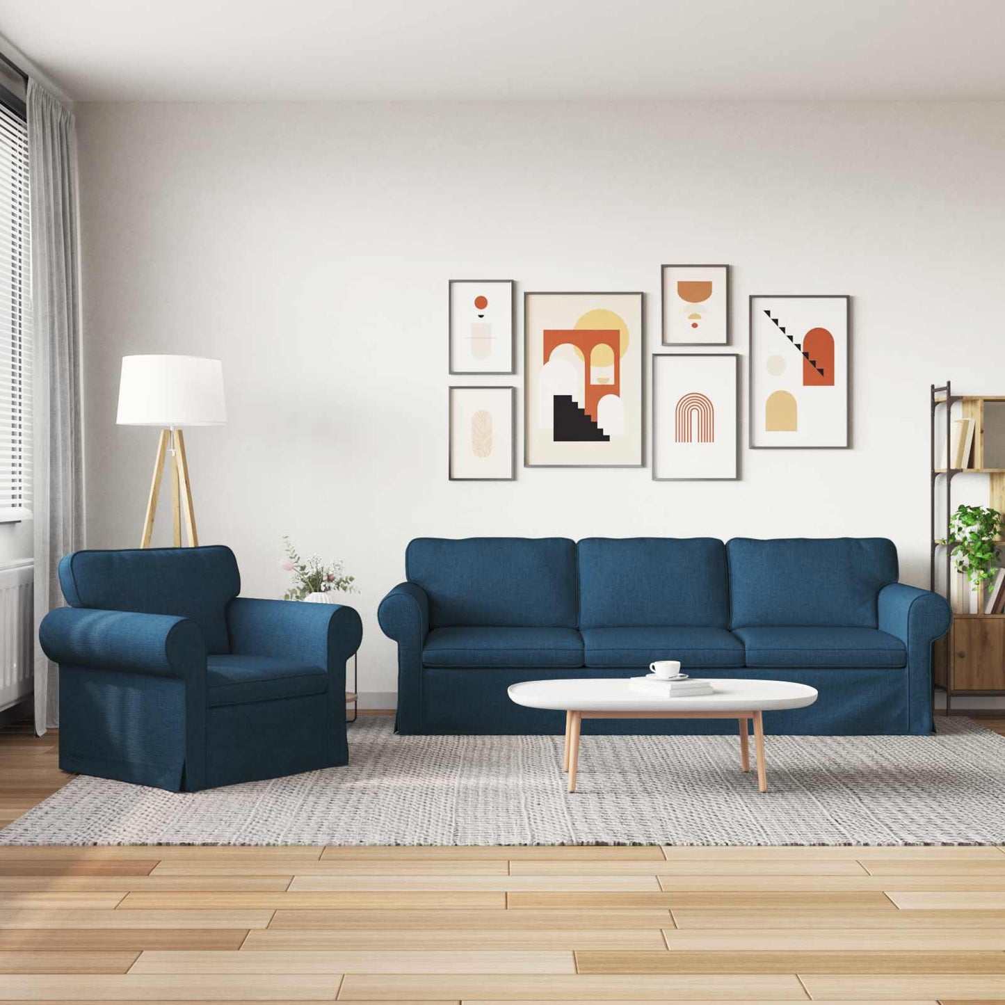 Sofa Set 2 pcs Blau 245 x 82 x 80 cm Stoff