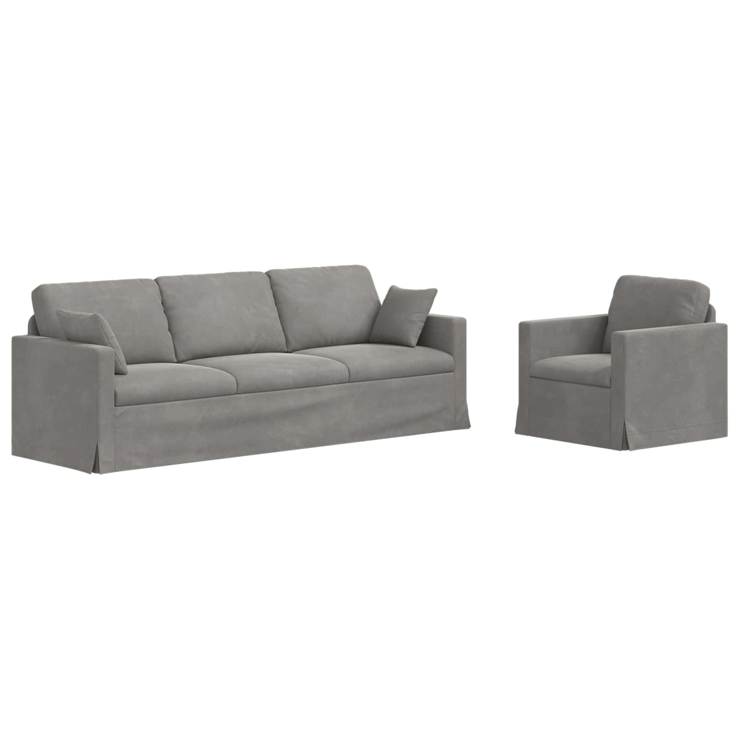 Sofa Set 2 pcs Hellgrau 228 x 78 x 80 cm Samt