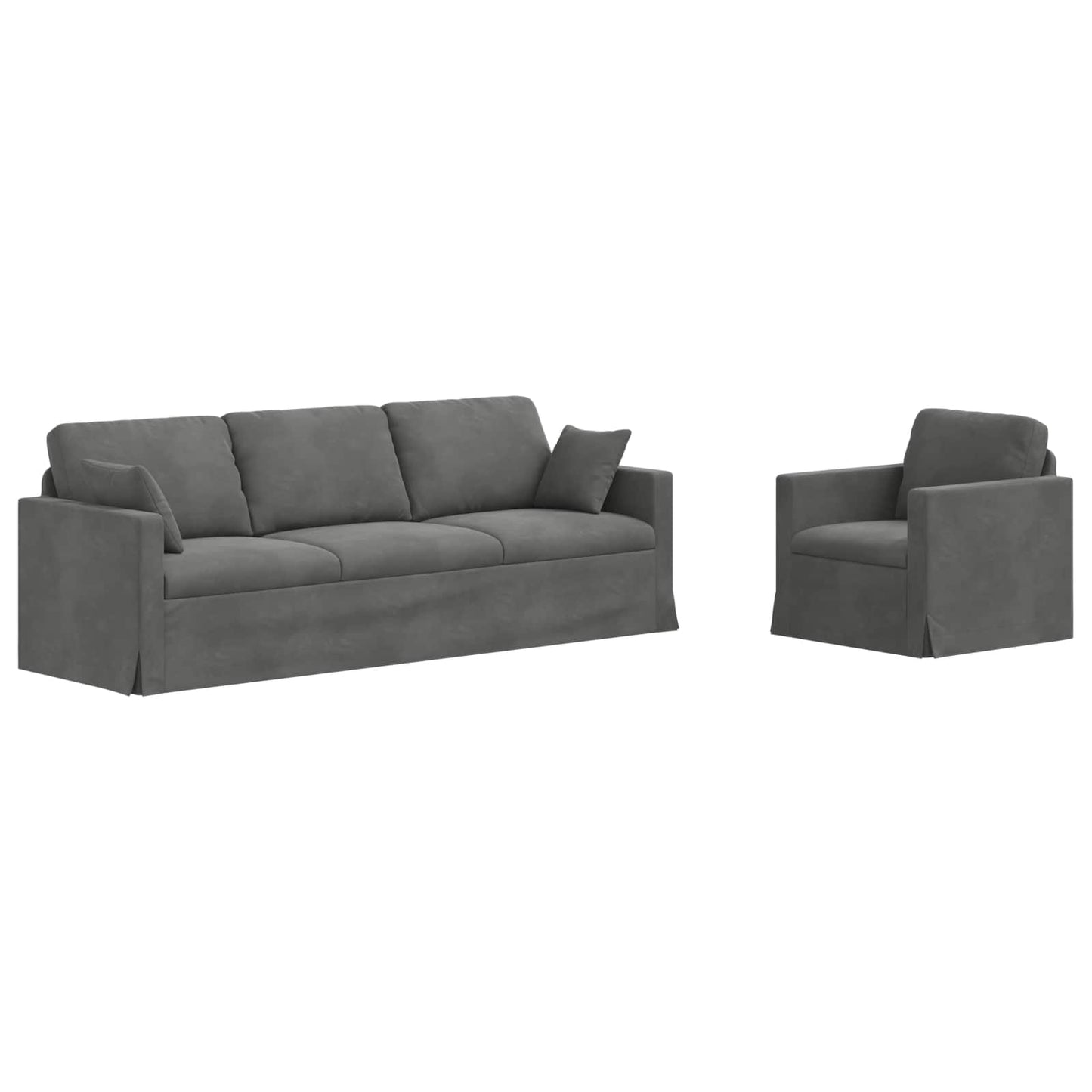 Sofa Set 2 pcs Dunkelgrau 228 x 78 x 80 cm Samt