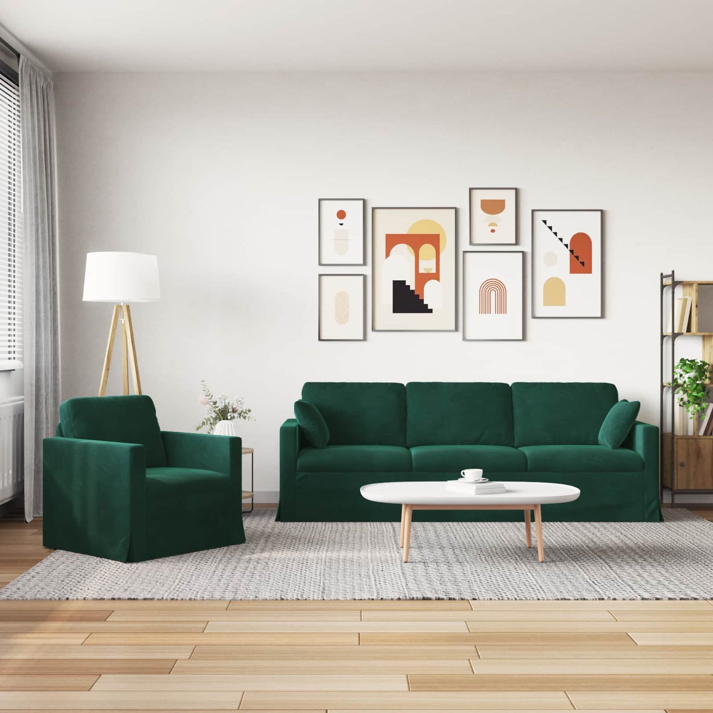 Sofa Set 2 pcs Dunkelgrün 228 x 78 x 80 cm Samt