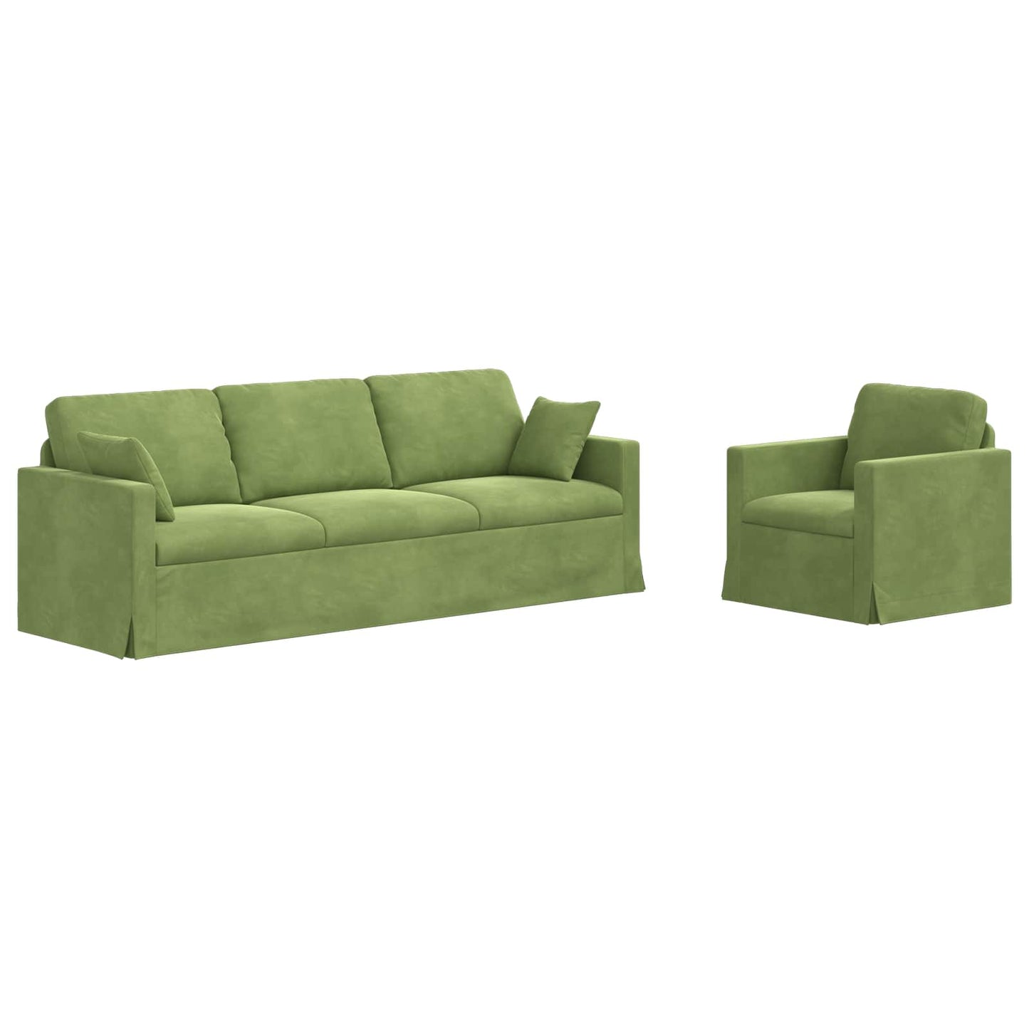 Sofa Set 2 pcs Hellgrün 228 x 78 x 80 cm Samt