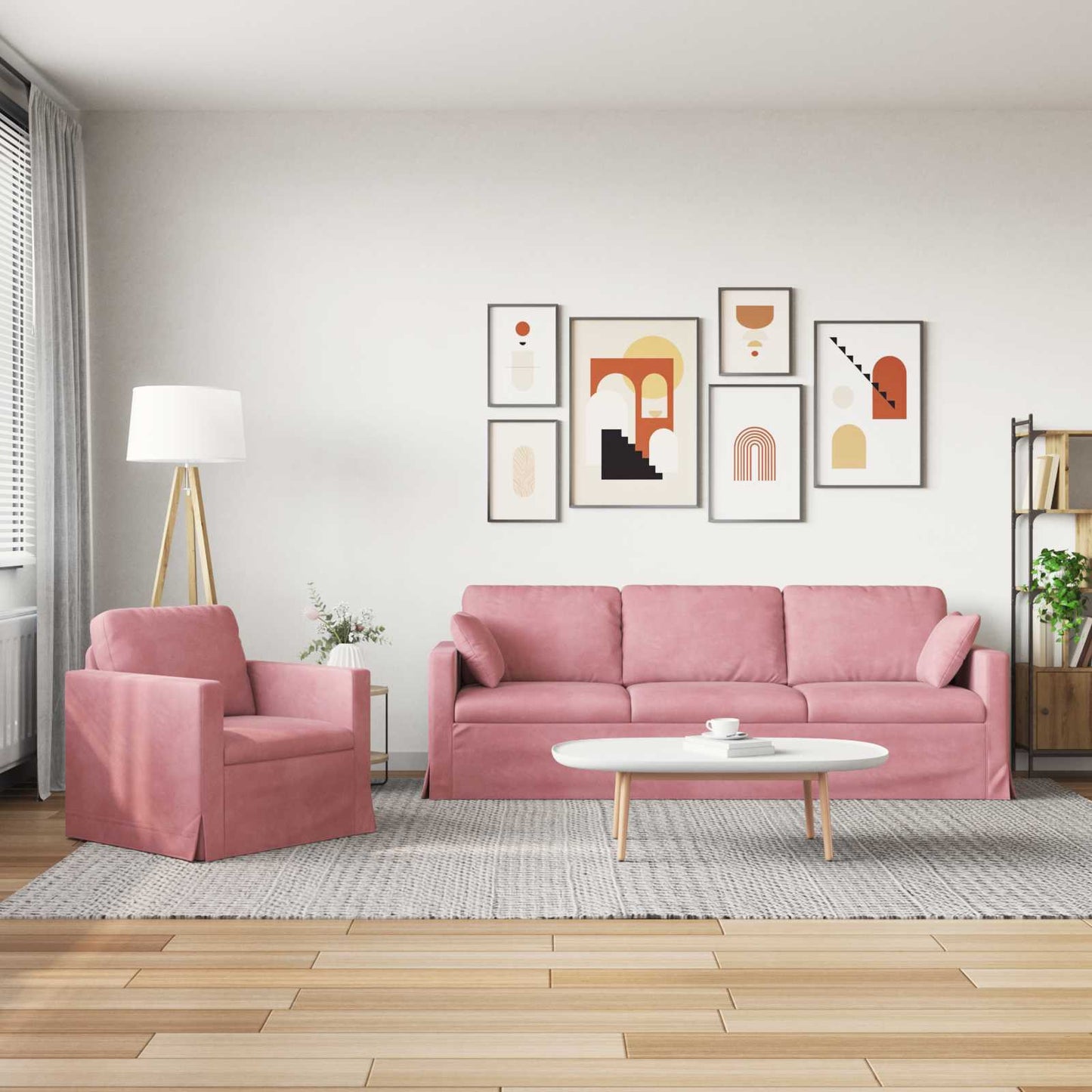Sofa Set 2 pcs Rosa 228 x 78 x 80 cm Samt
