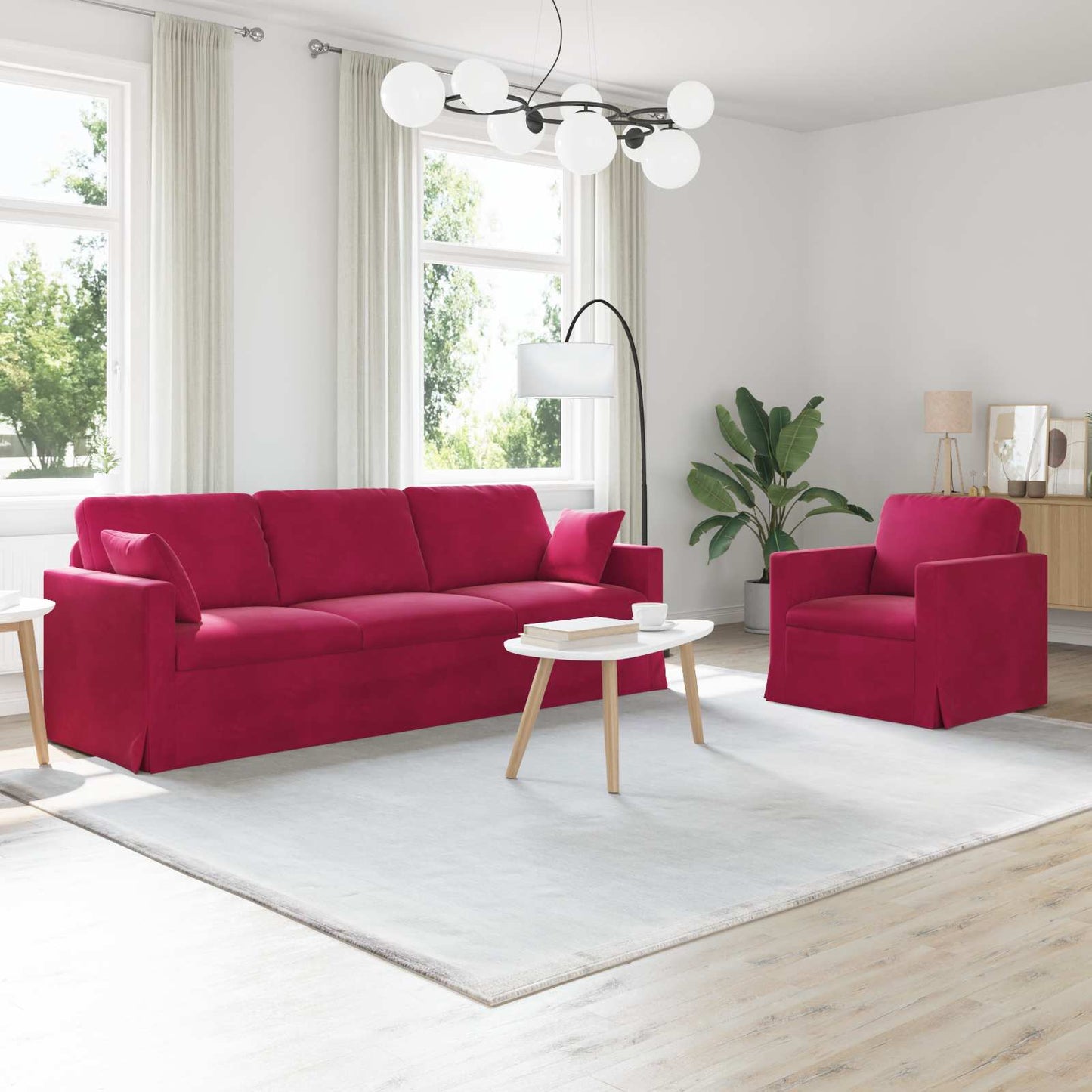 Sofa Set 2 pcs Weinrot 228 x 78 x 80 cm Samt