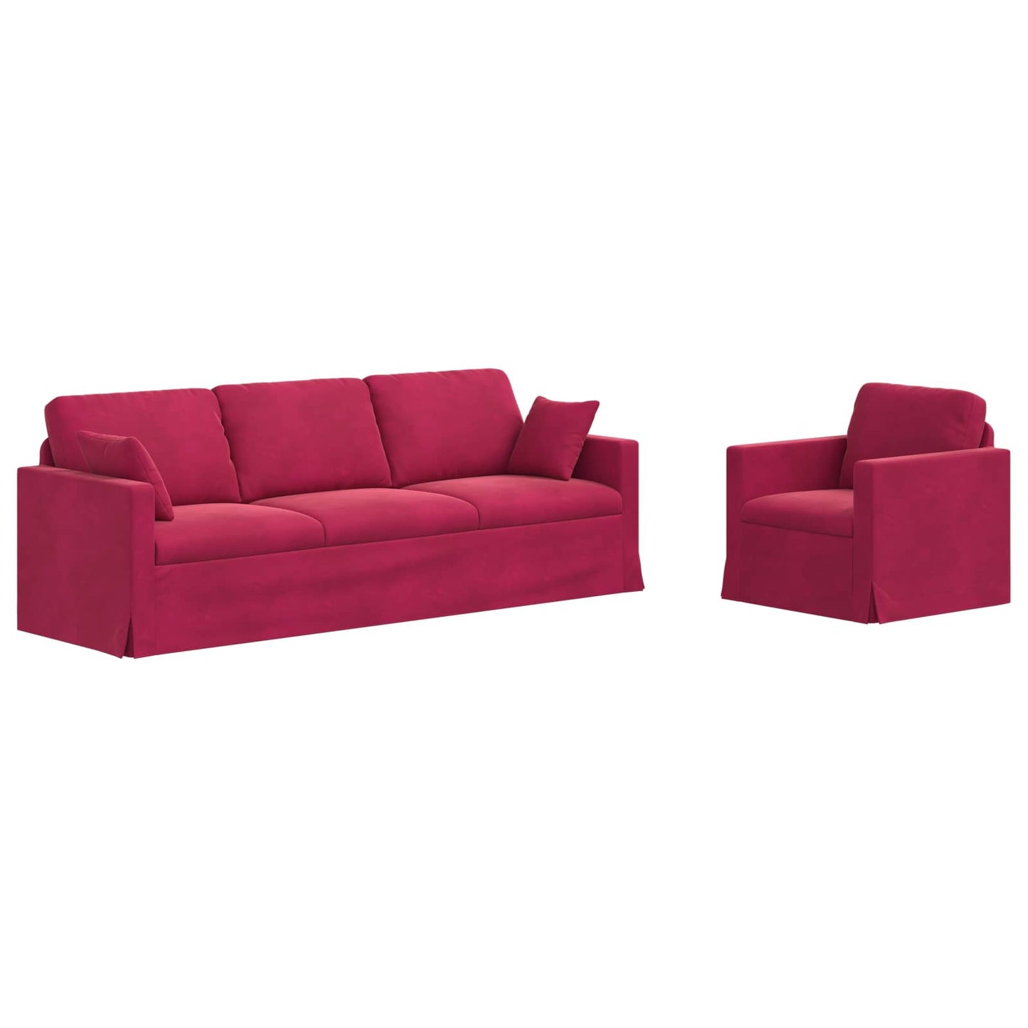 Sofa Set 2 pcs Weinrot 228 x 78 x 80 cm Samt