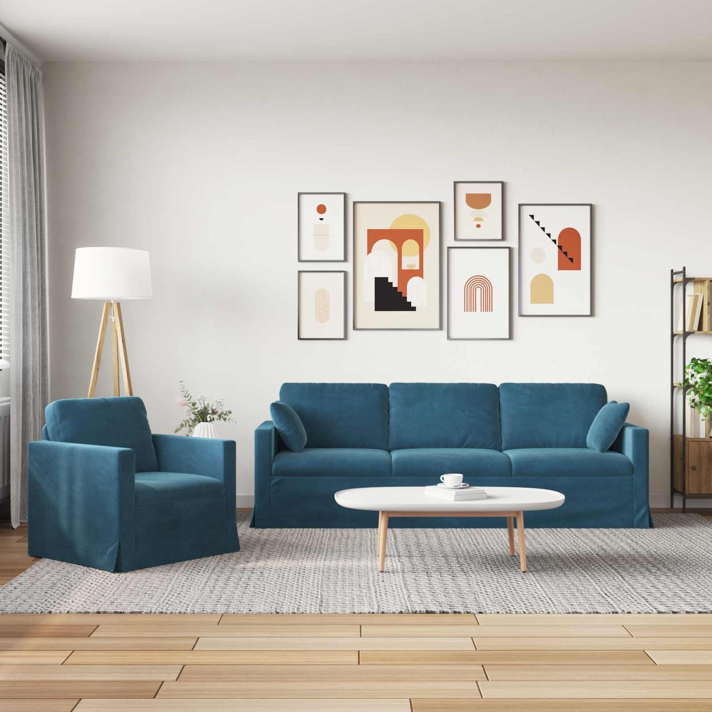 Sofa Set 2 pcs Blau 228 x 78 x 80 cm Samt