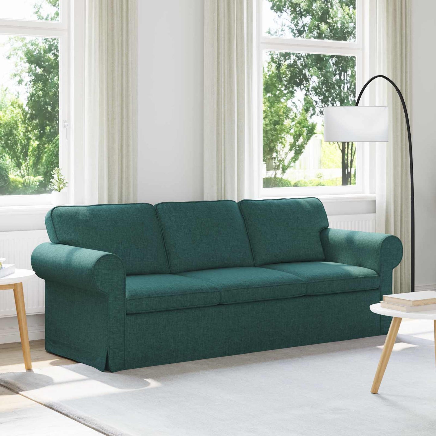 Sofa Dunkelgrün 215 x 82 x 80 cm Stoff