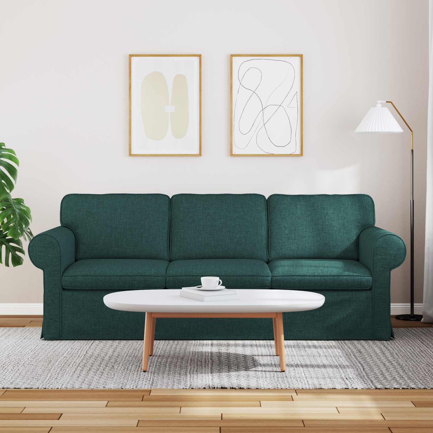Sofa Dunkelgrün 215 x 82 x 80 cm Stoff