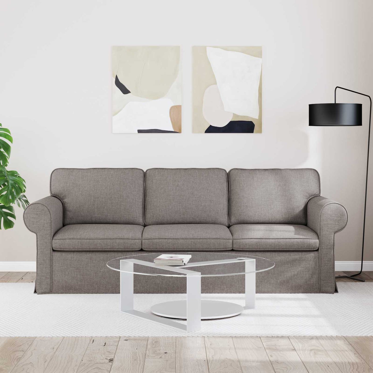 Sofa Taupe 215 x 82 x 80 cm Stoff
