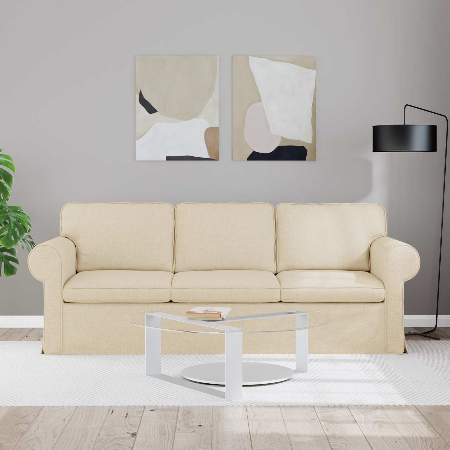 Sofa Creme 215 x 82 x 80 cm Stoff