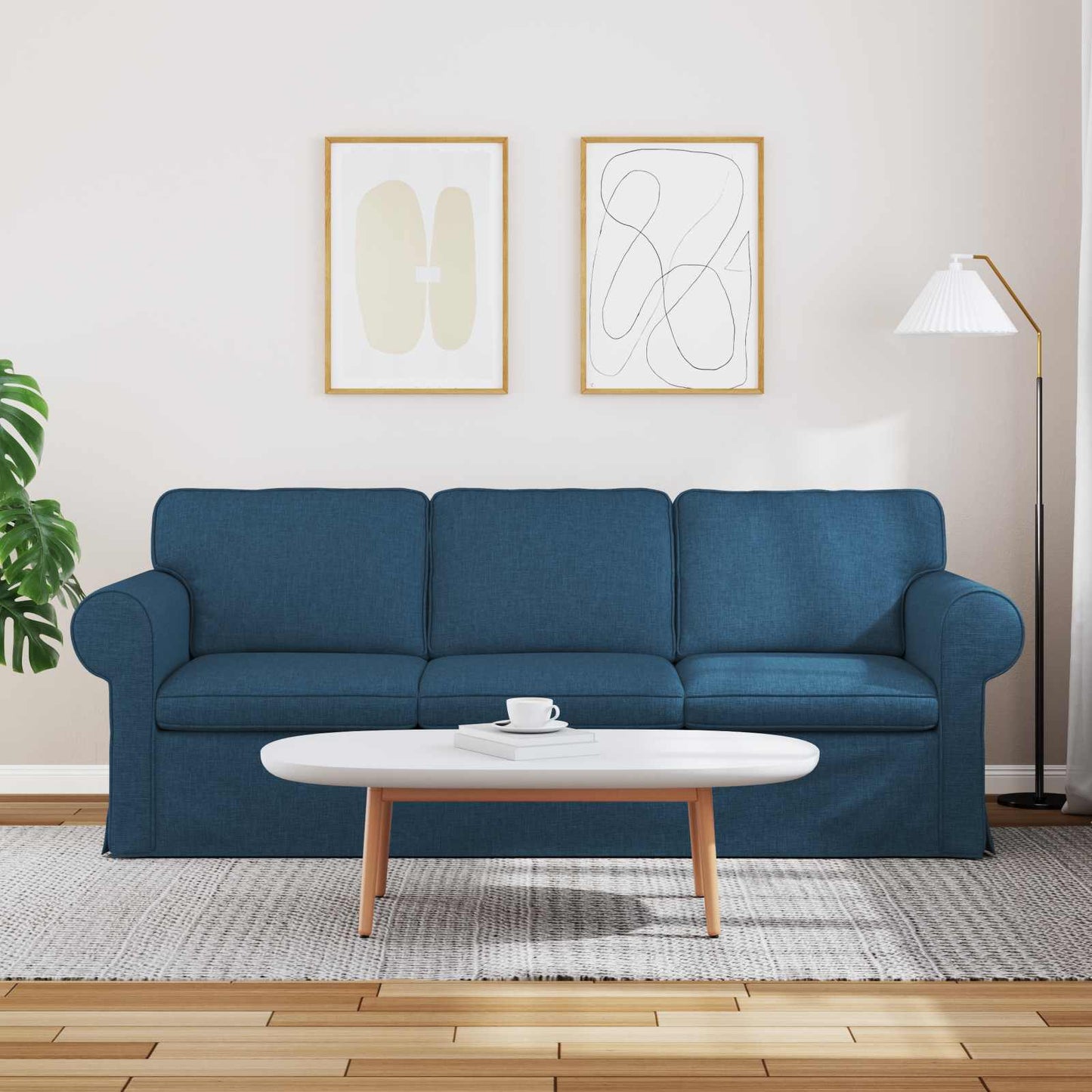 Sofa Blau 215 x 82 x 80 cm Stoff