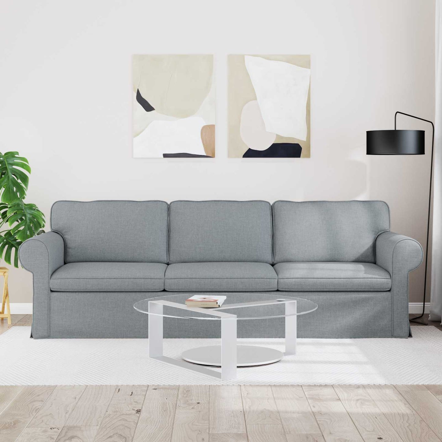 Sofa Hellgrau 245 x 82 x 80 cm Stoff