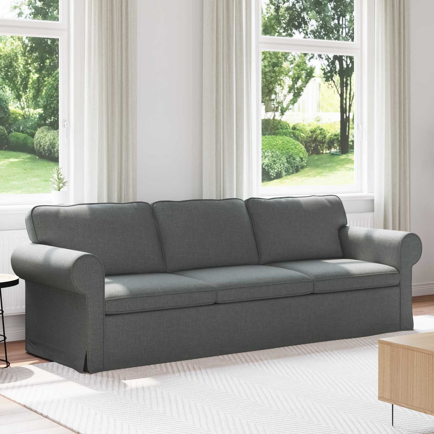 Sofa Dunkelgrau 245 x 82 x 80 cm Stoff