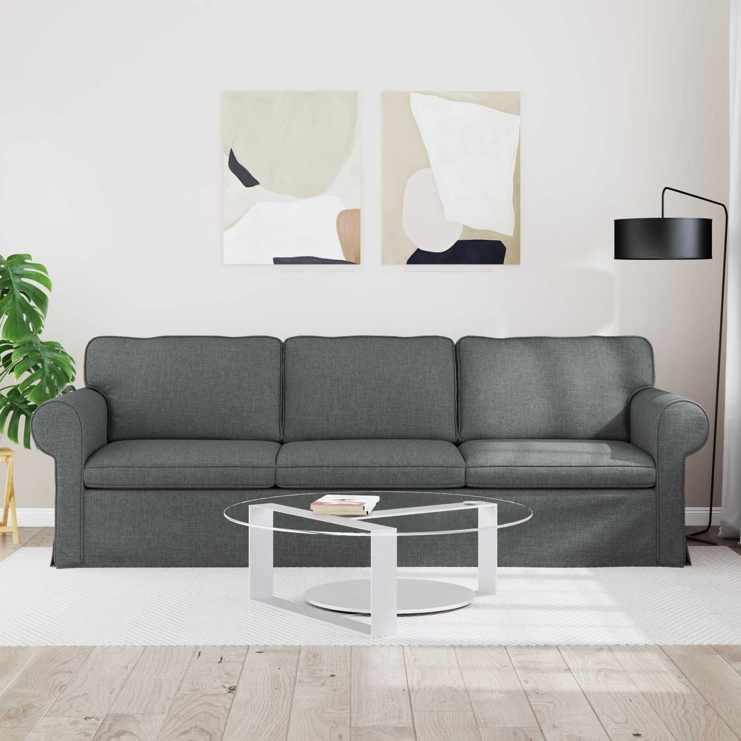 Sofa Dunkelgrau 245 x 82 x 80 cm Stoff
