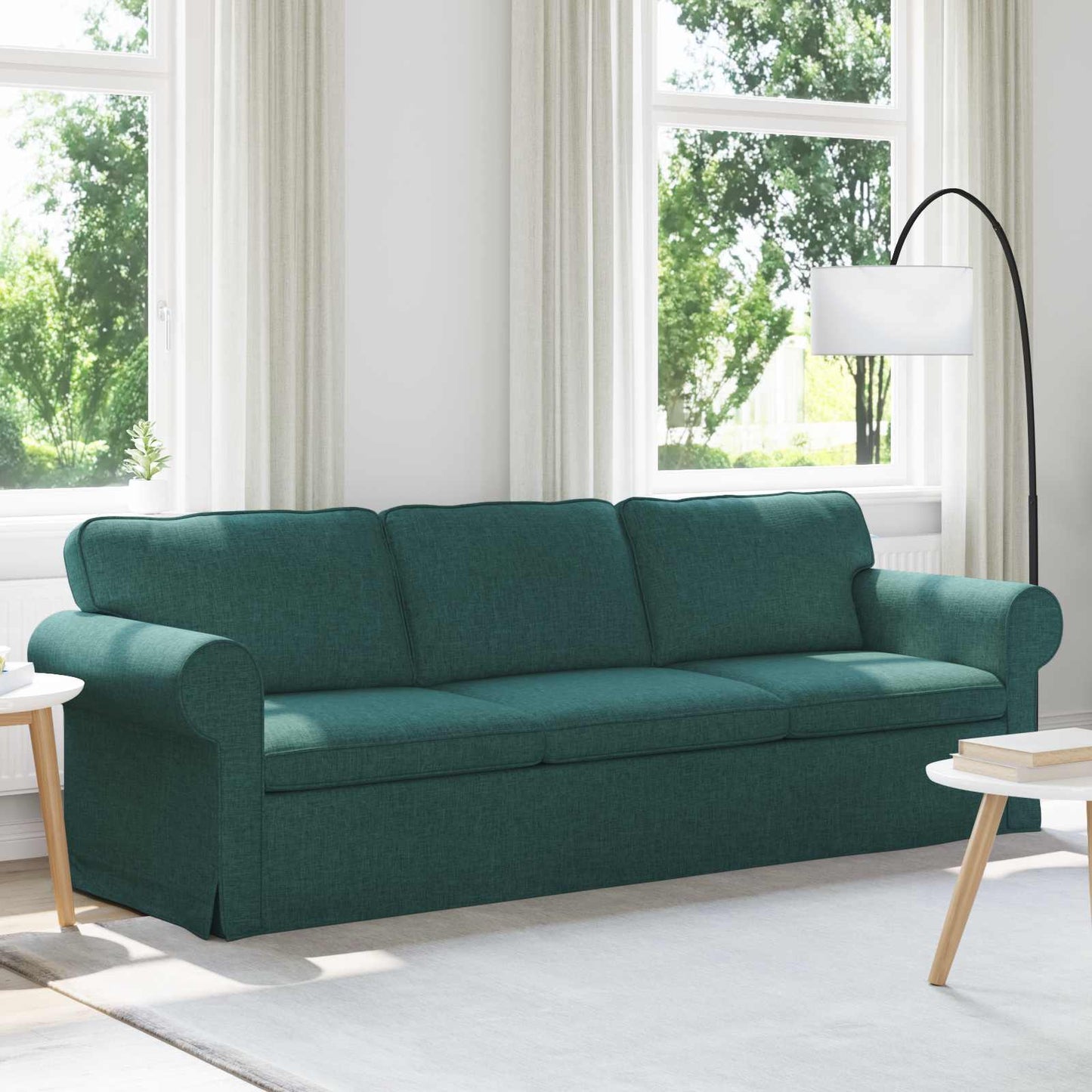 Sofa Dunkelgrün 245 x 82 x 80 cm Stoff