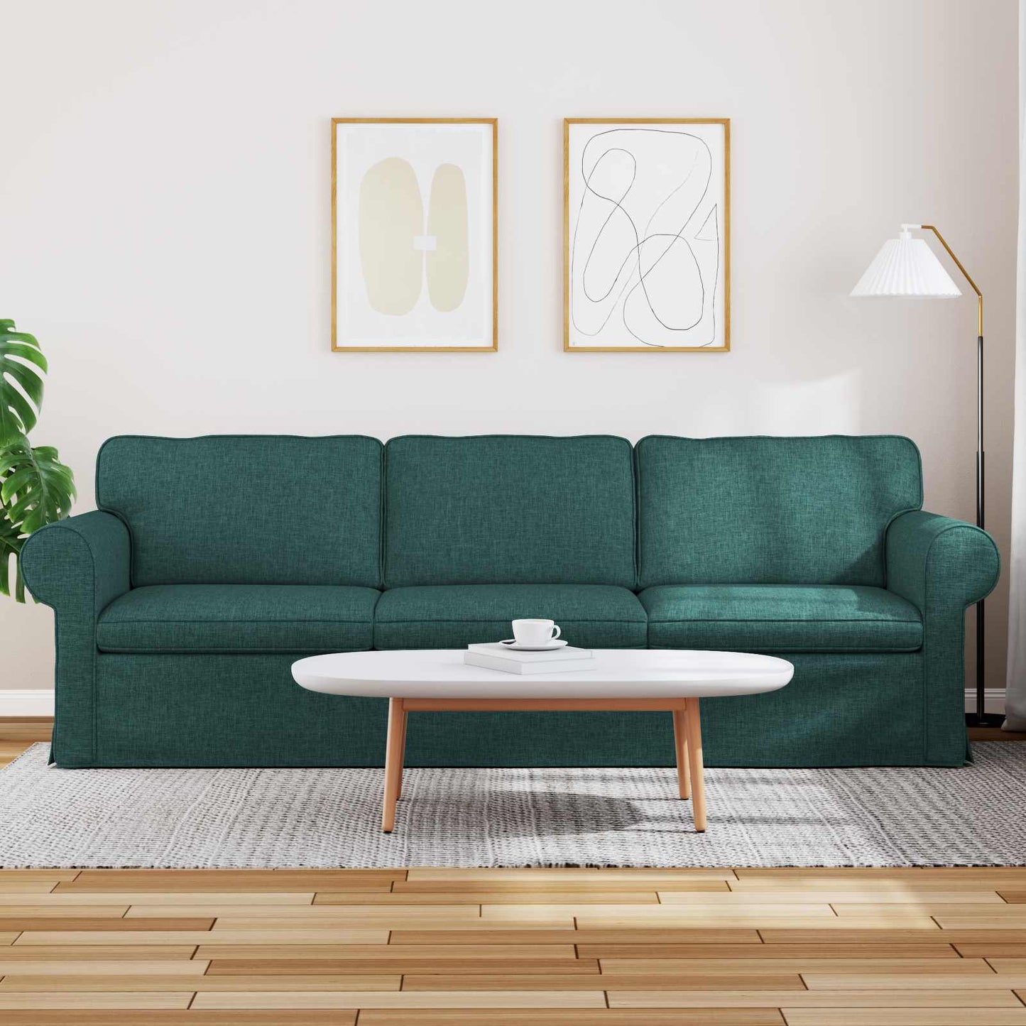 Sofa Dunkelgrün 245 x 82 x 80 cm Stoff