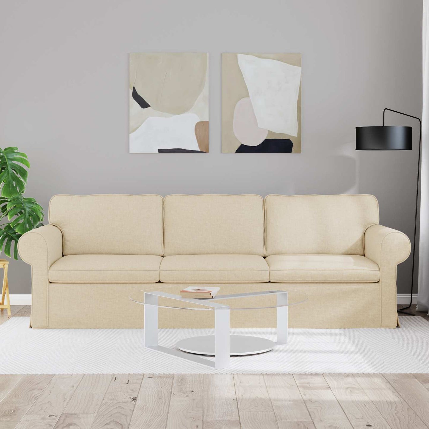 Sofa Creme 245 x 82 x 80 cm Stoff
