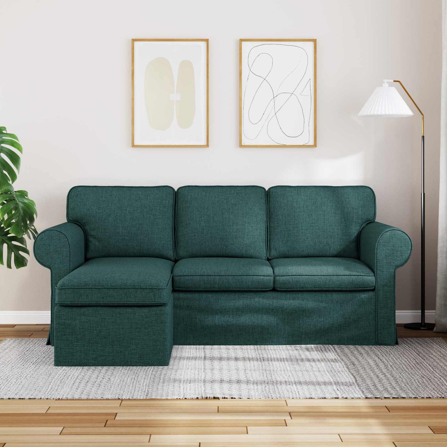 Sofa Dunkelgrün 195 x 138 x 80 cm Stoff