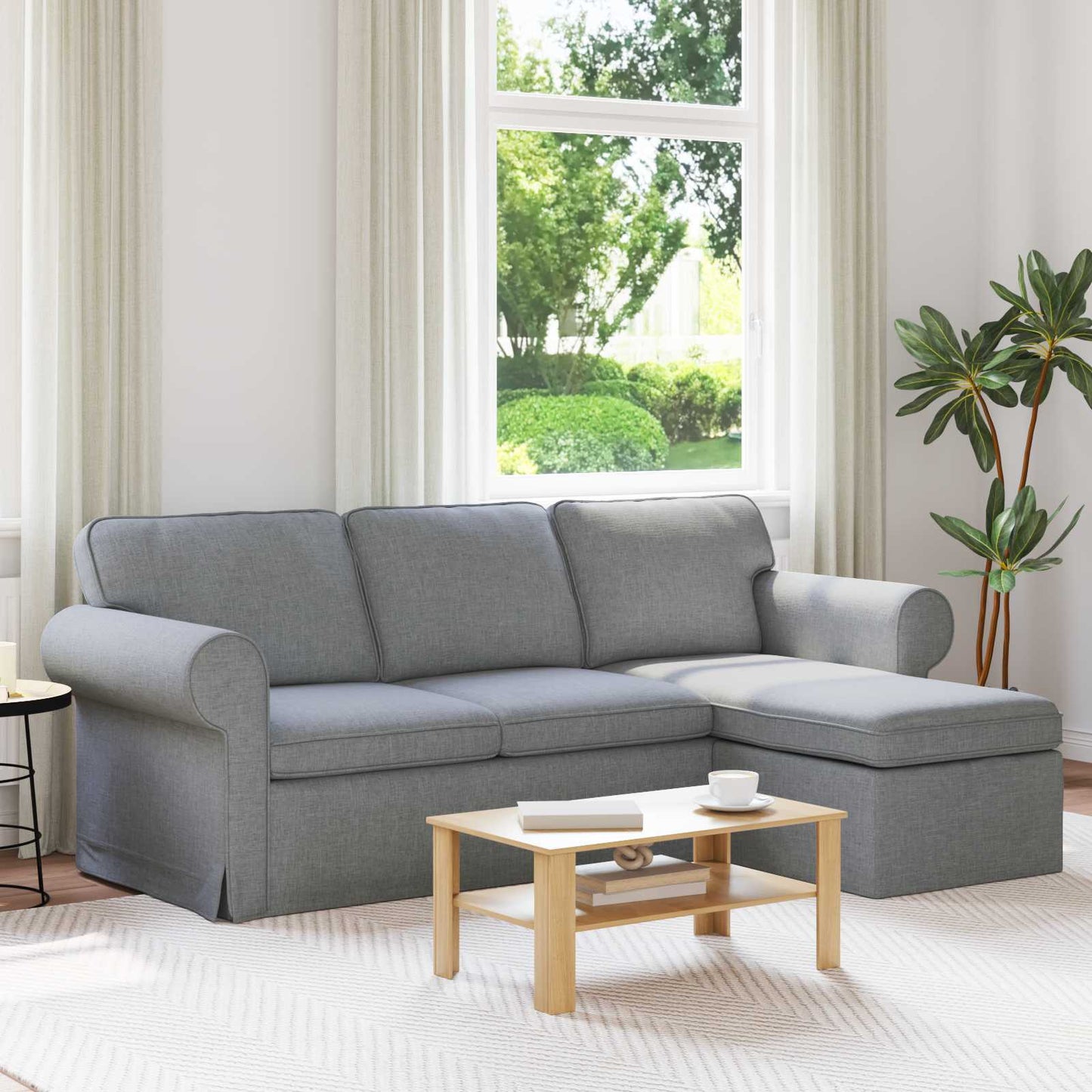 Sofa Hellgrau 215 x 138 x 80 cm Stoff