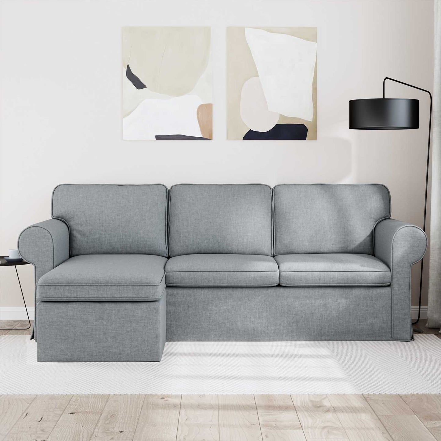 Sofa Hellgrau 215 x 138 x 80 cm Stoff