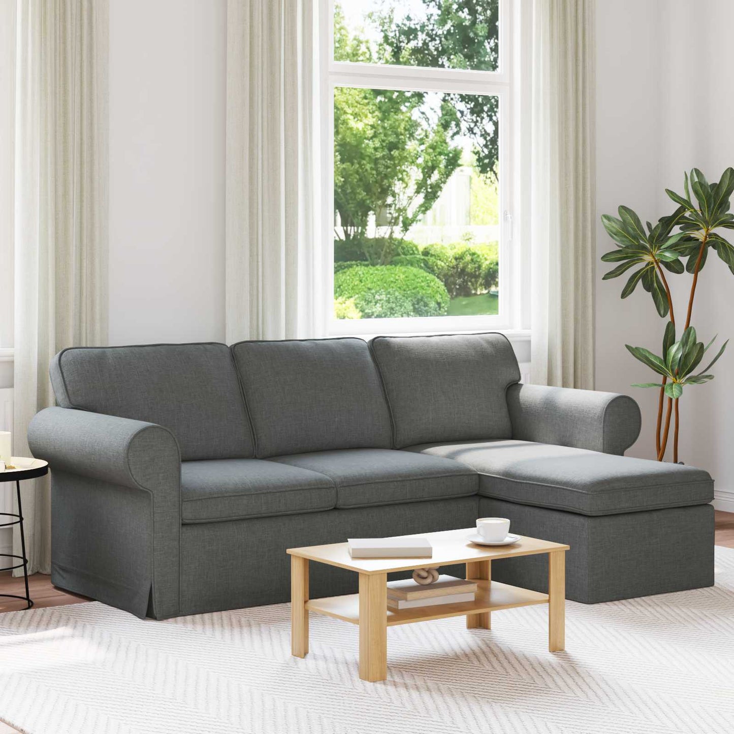 Sofa Dunkelgrau 215 x 138 x 80 cm Stoff