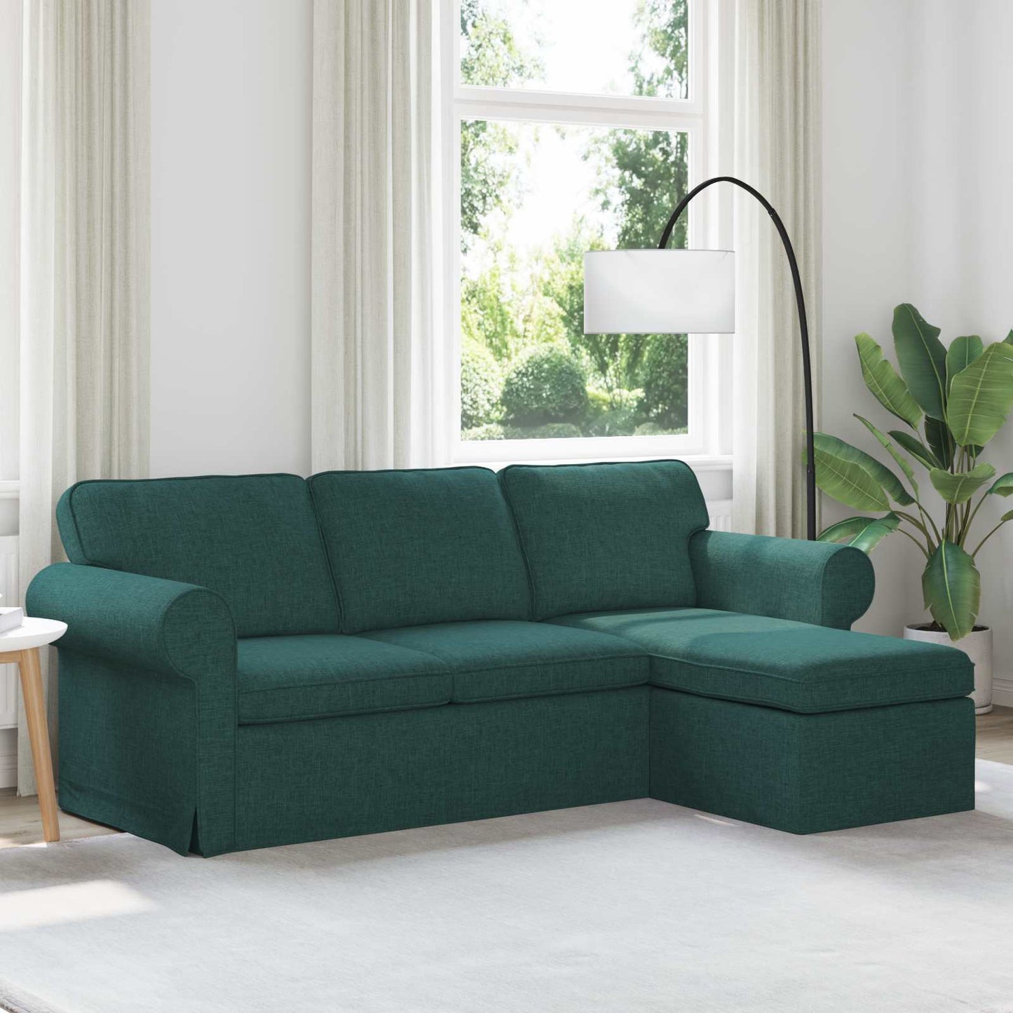 Sofa Dunkelgrün 215 x 138 x 80 cm Stoff